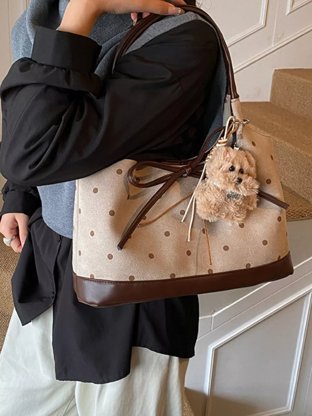 Polka Dot Bow Shoulder Bag, image 3
