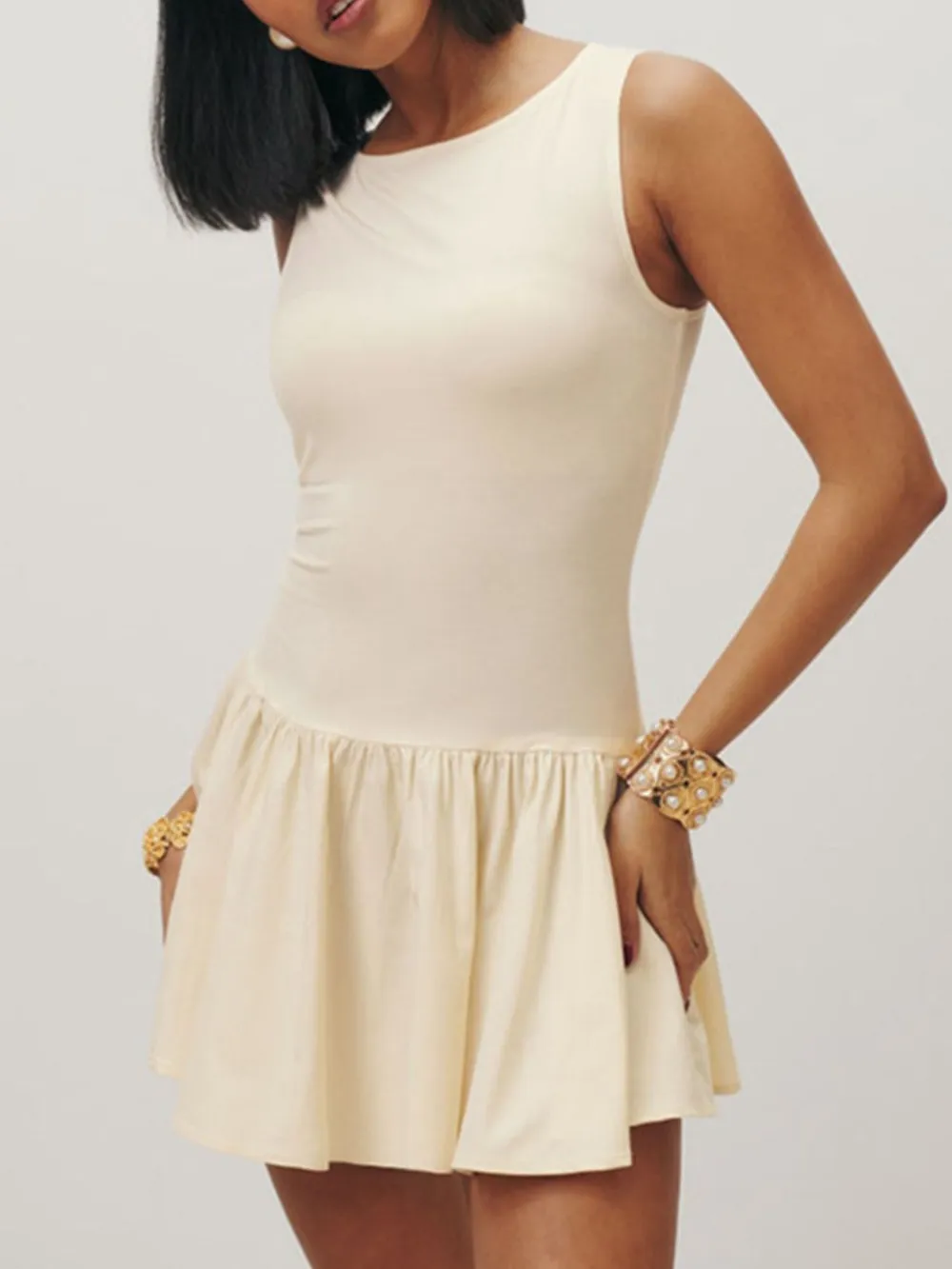 Sleeveless Ruched Mini Tank Dress, image 5