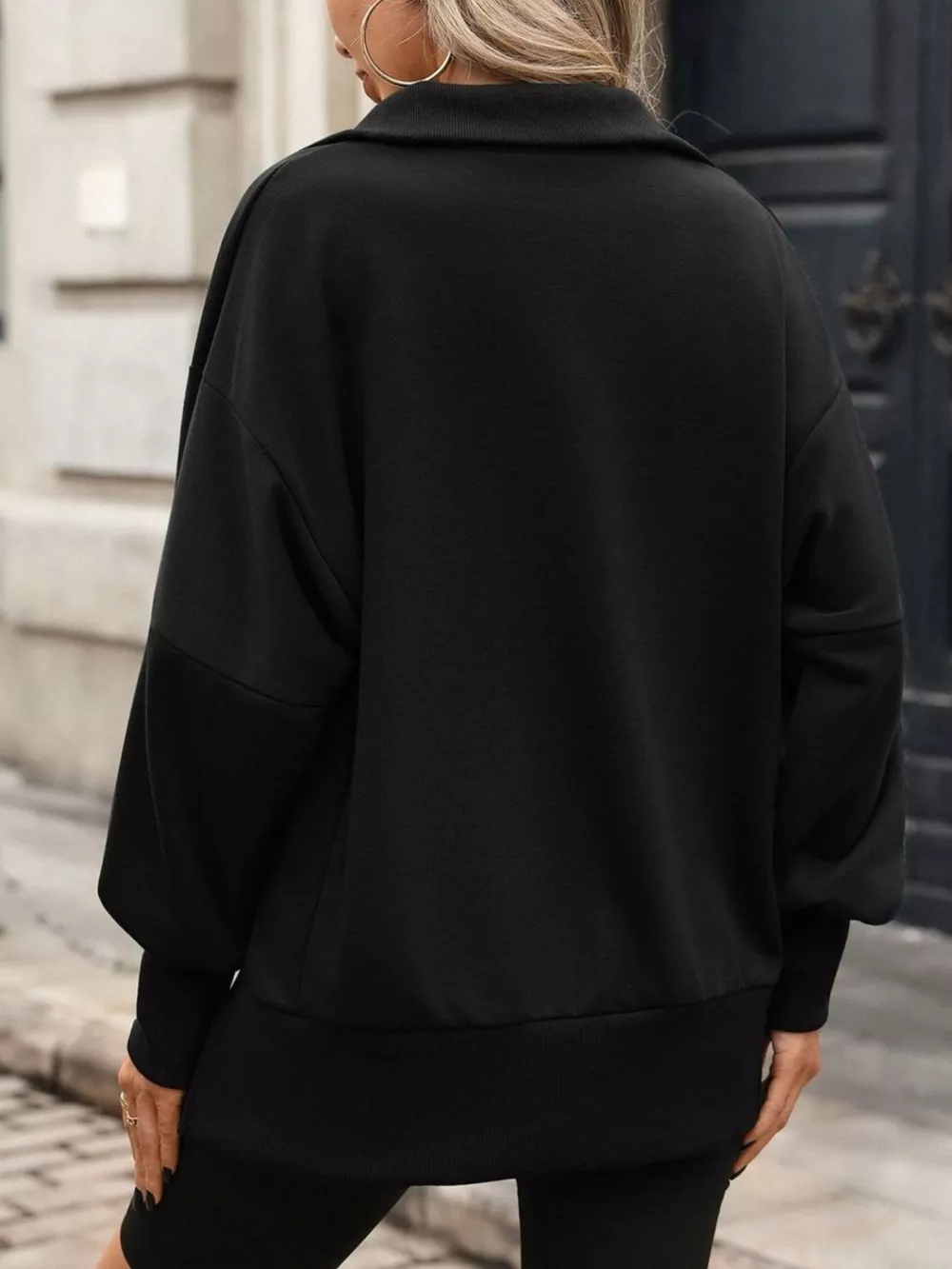 Side Slit Half Snap Sweatshirt, image 25