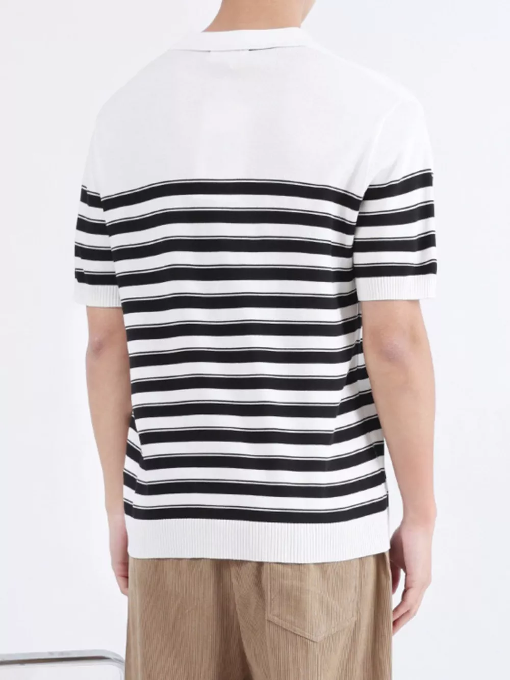 Men's Plus Size Striped Knit Short Sleeve Polo, image 8