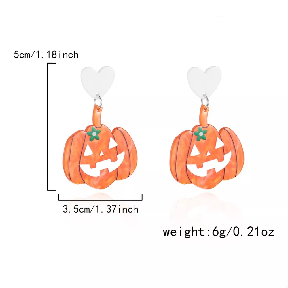 Halloween Pumpkin Heart Drop Earrings, image 4