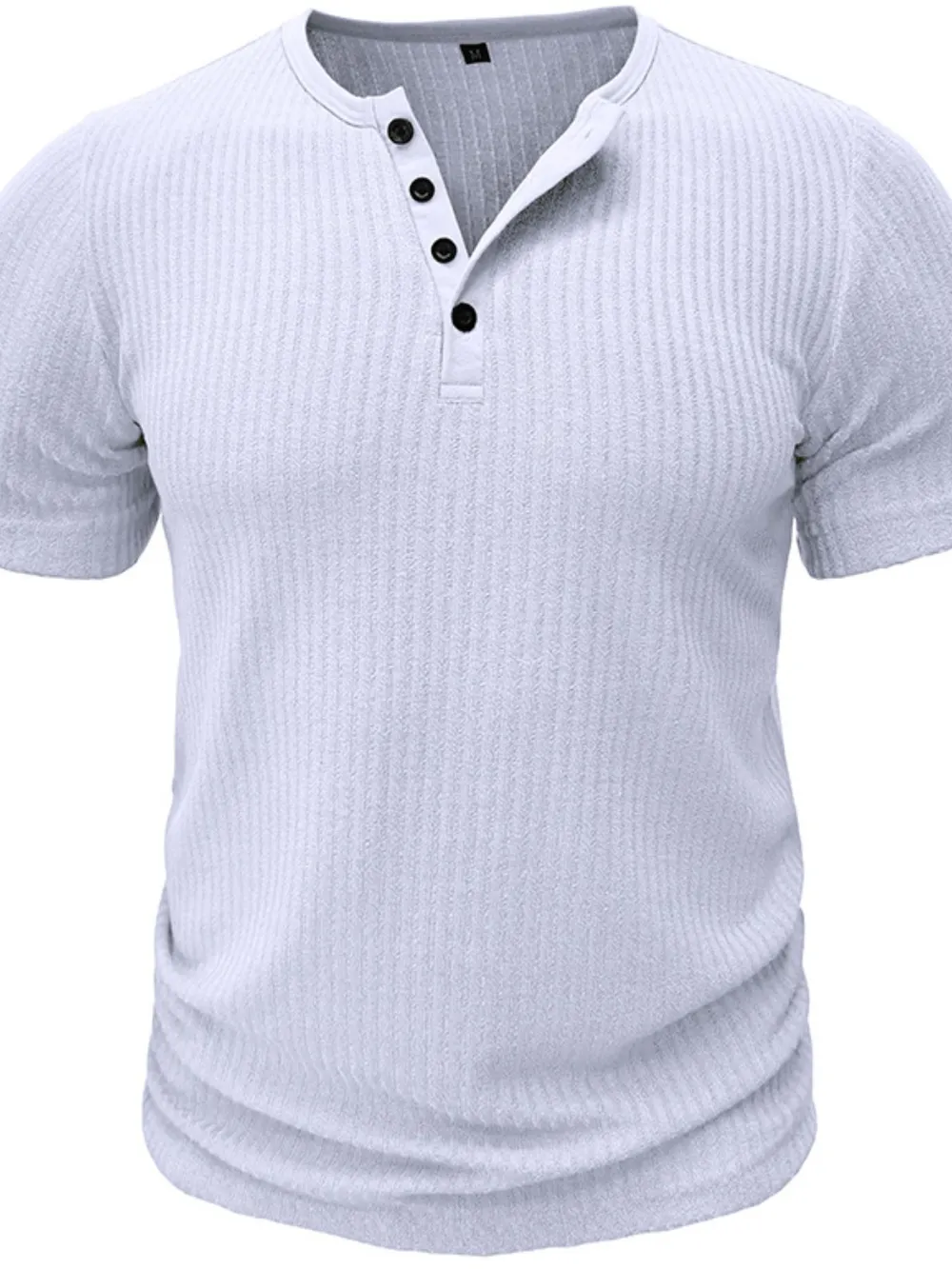 Men's Full Size Slim Fit Ribbed Henley Polo Shirt Plus Size, image 4