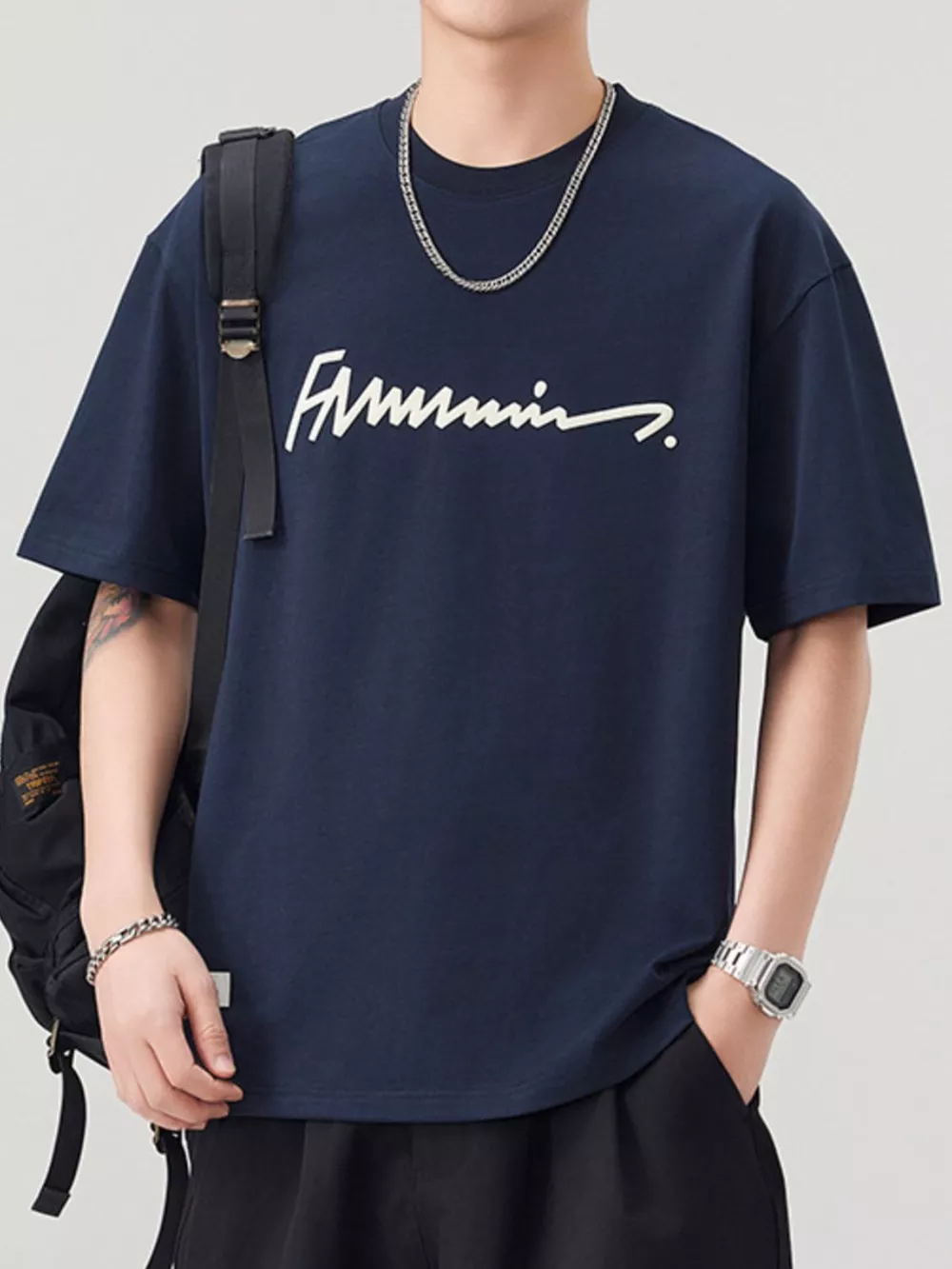 Men's Plus Size Round Neck Short Sleeve T-Shirt, image 5