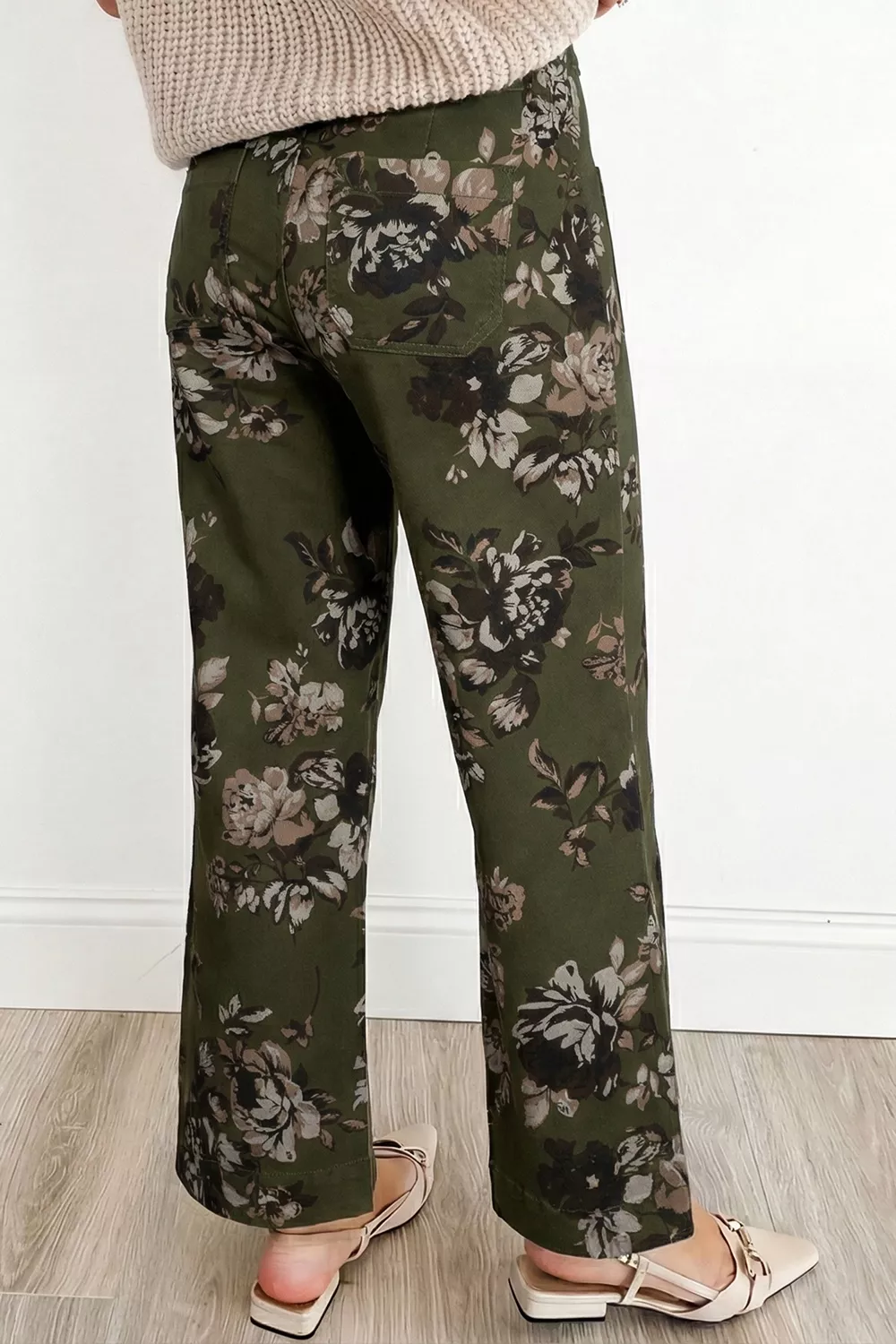 Vintage Style Floral Print High Waist Wide Leg Jeans, image 7