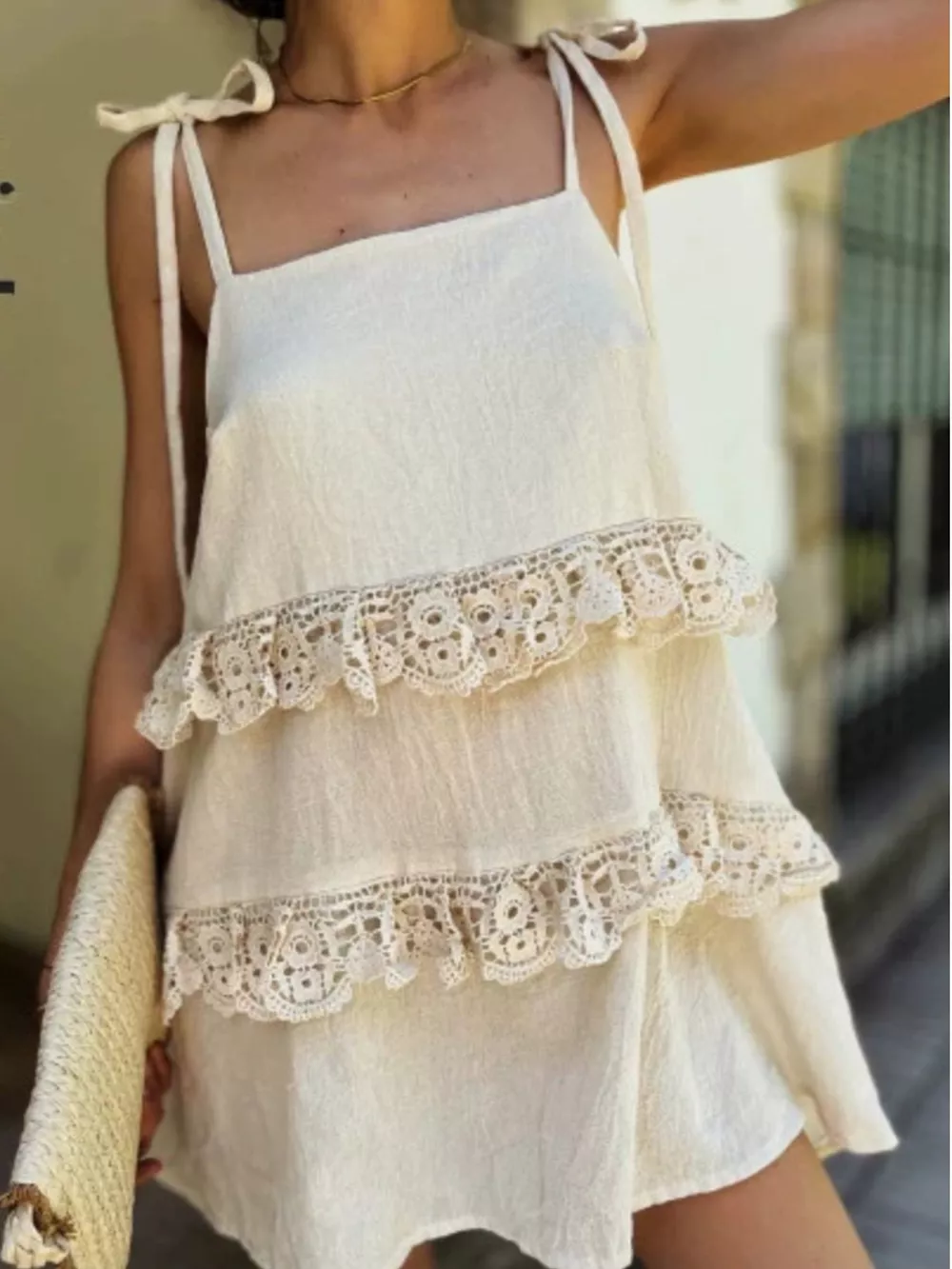 Lace Trim Spaghetti Strap Dress, image 4