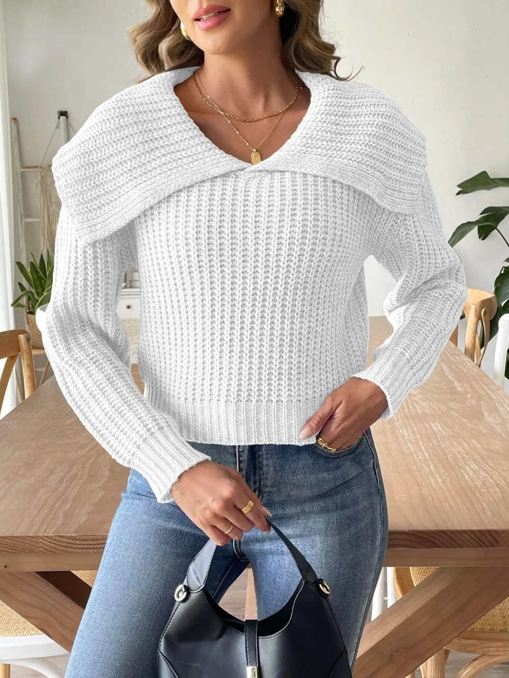 Cable-Knit Long Sleeve Sweater, image 5