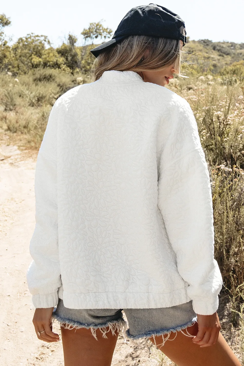 Baseball Collar Floral Quilted Jacket, image 9