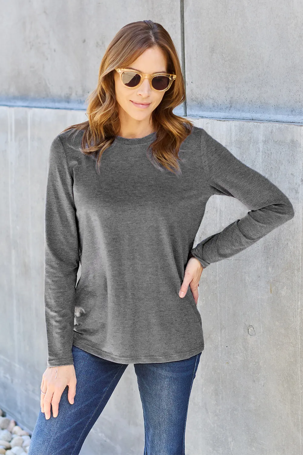 Full Size Round Neck Long Sleeve Top, image 8