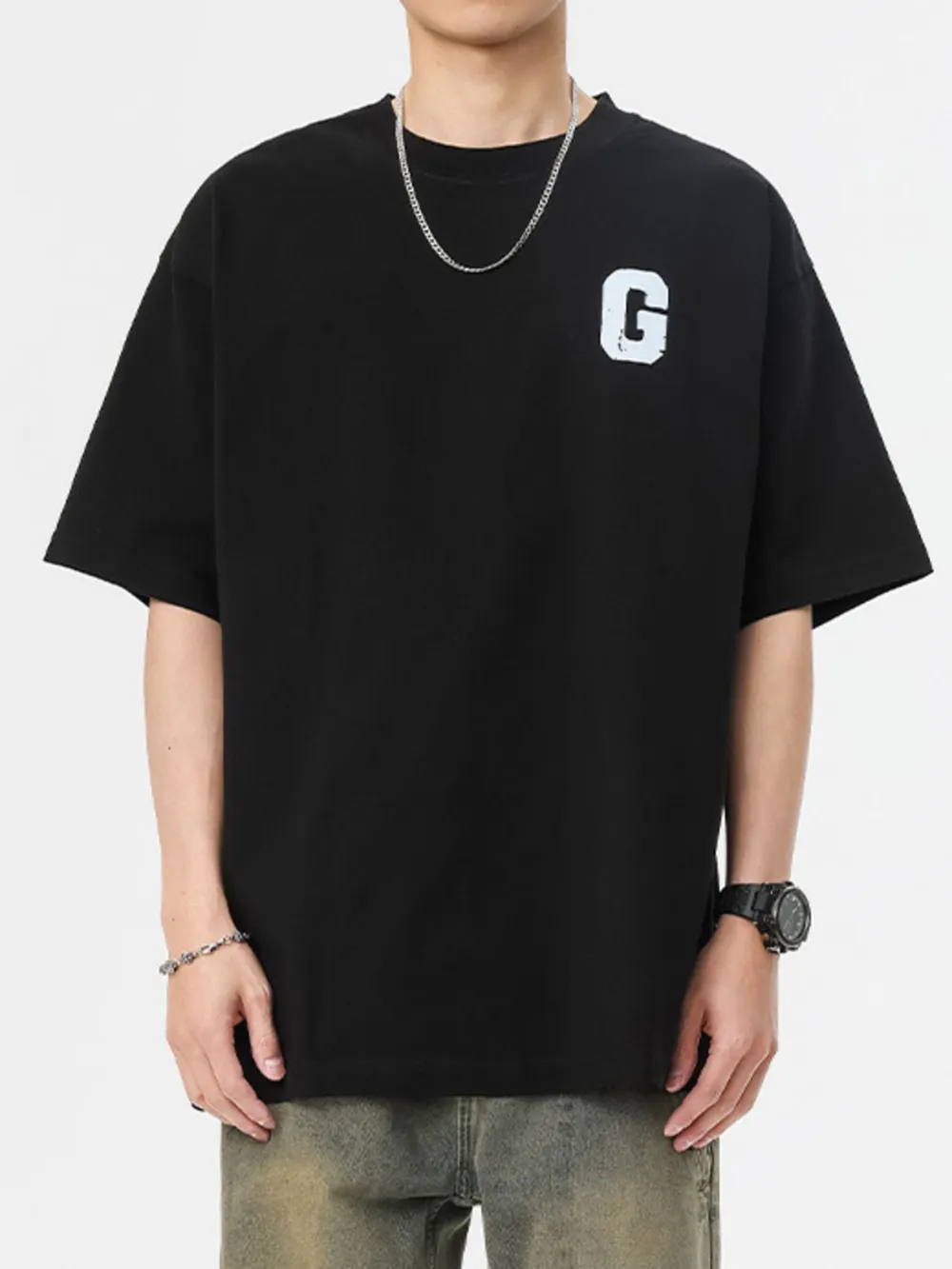 Men's Full Size Round Neck Half Sleeve T-Shirt Plus Size