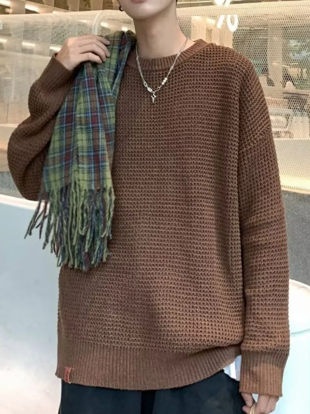 Men's Plus Size Round Neck Long Sleeve Sweater, image 9