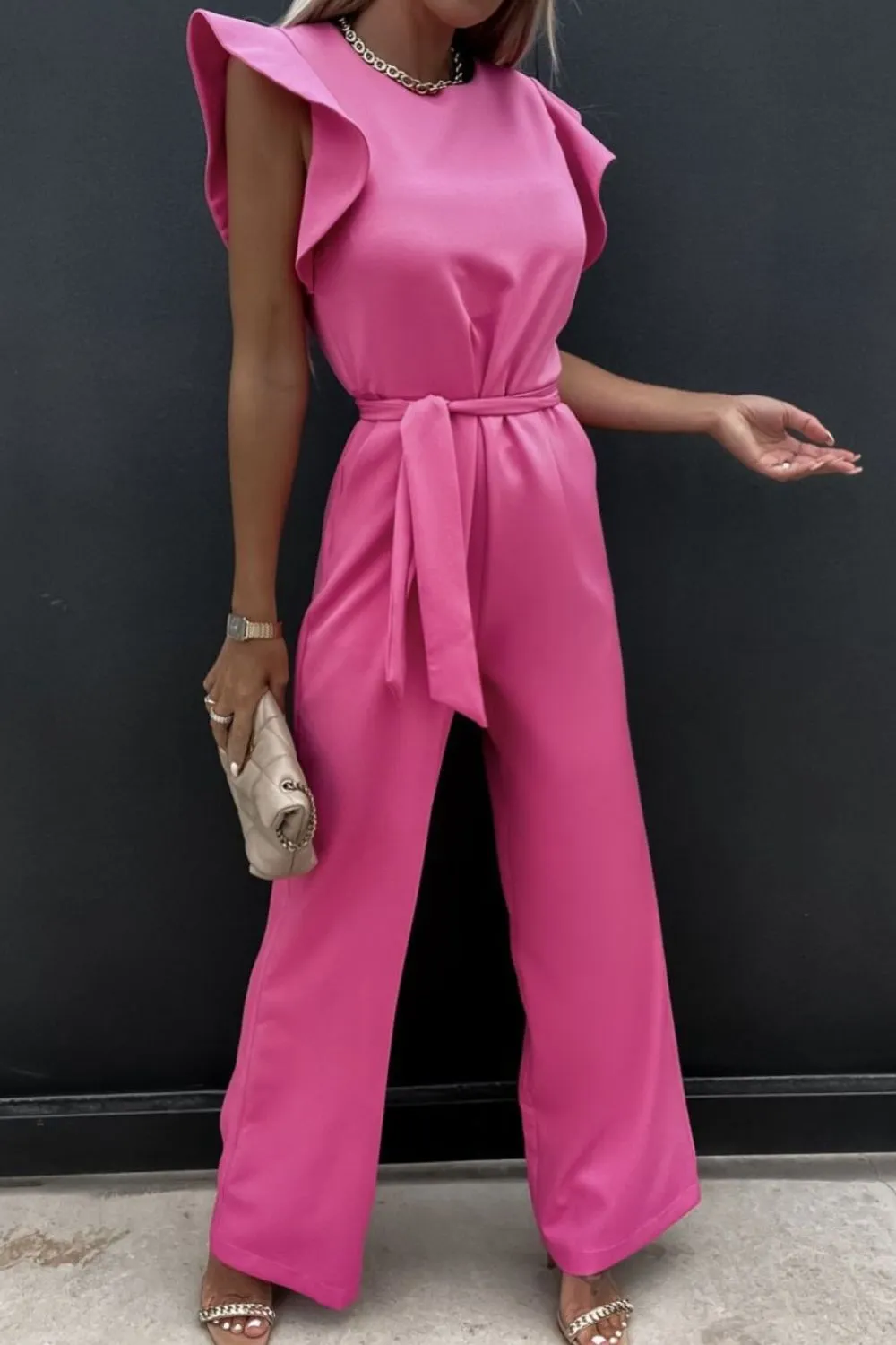 Round Neck Cap Sleeve Jumpsuit, image 7