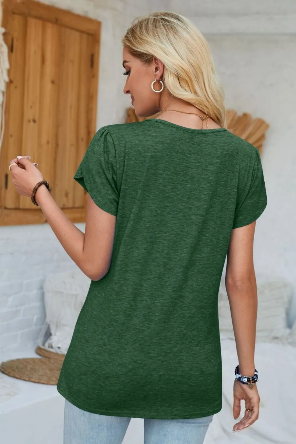V-Neck Petal Sleeve T-Shirt, image 28