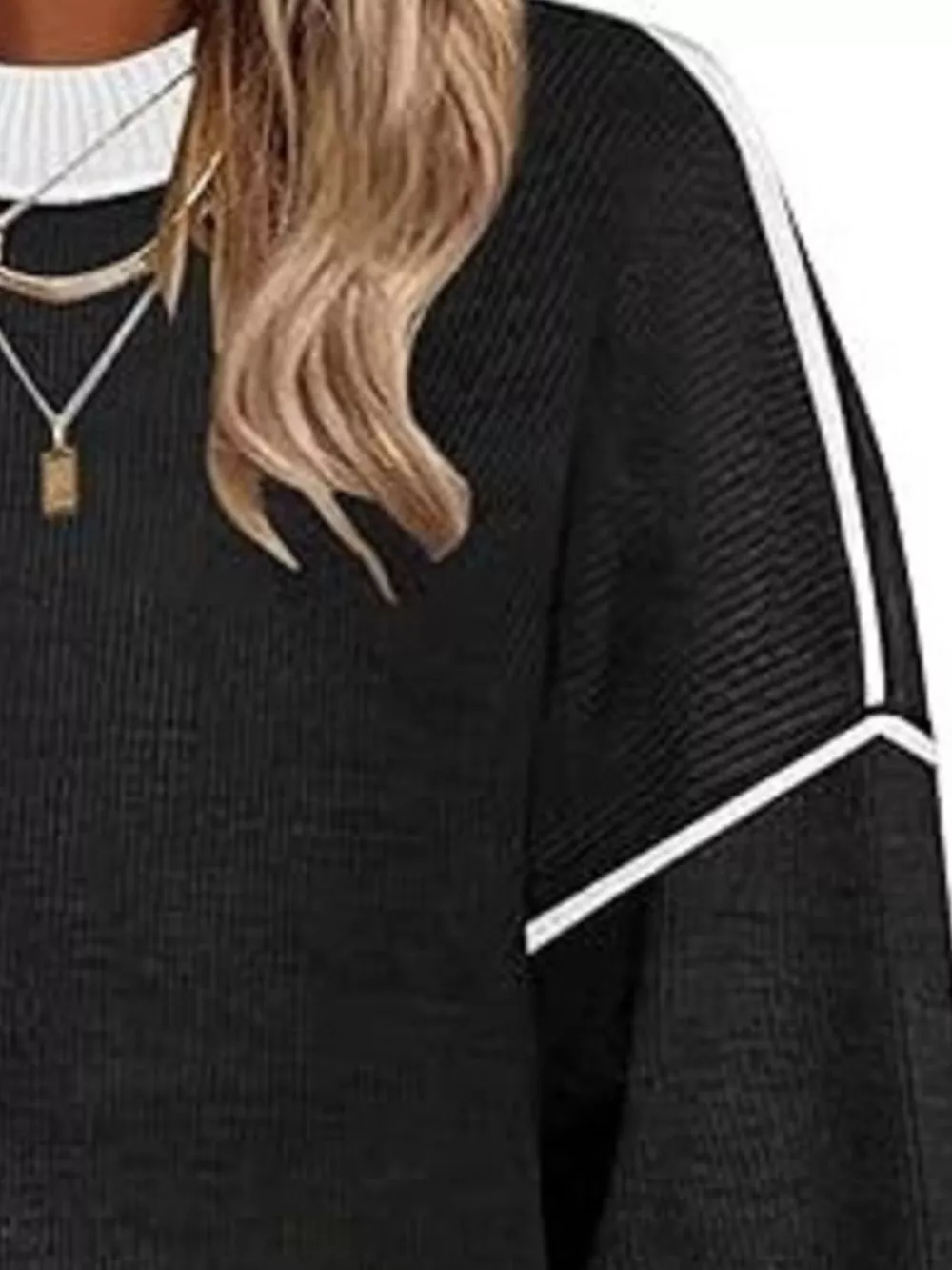 Round Neck Dropped Shoulder Sweater, image 2