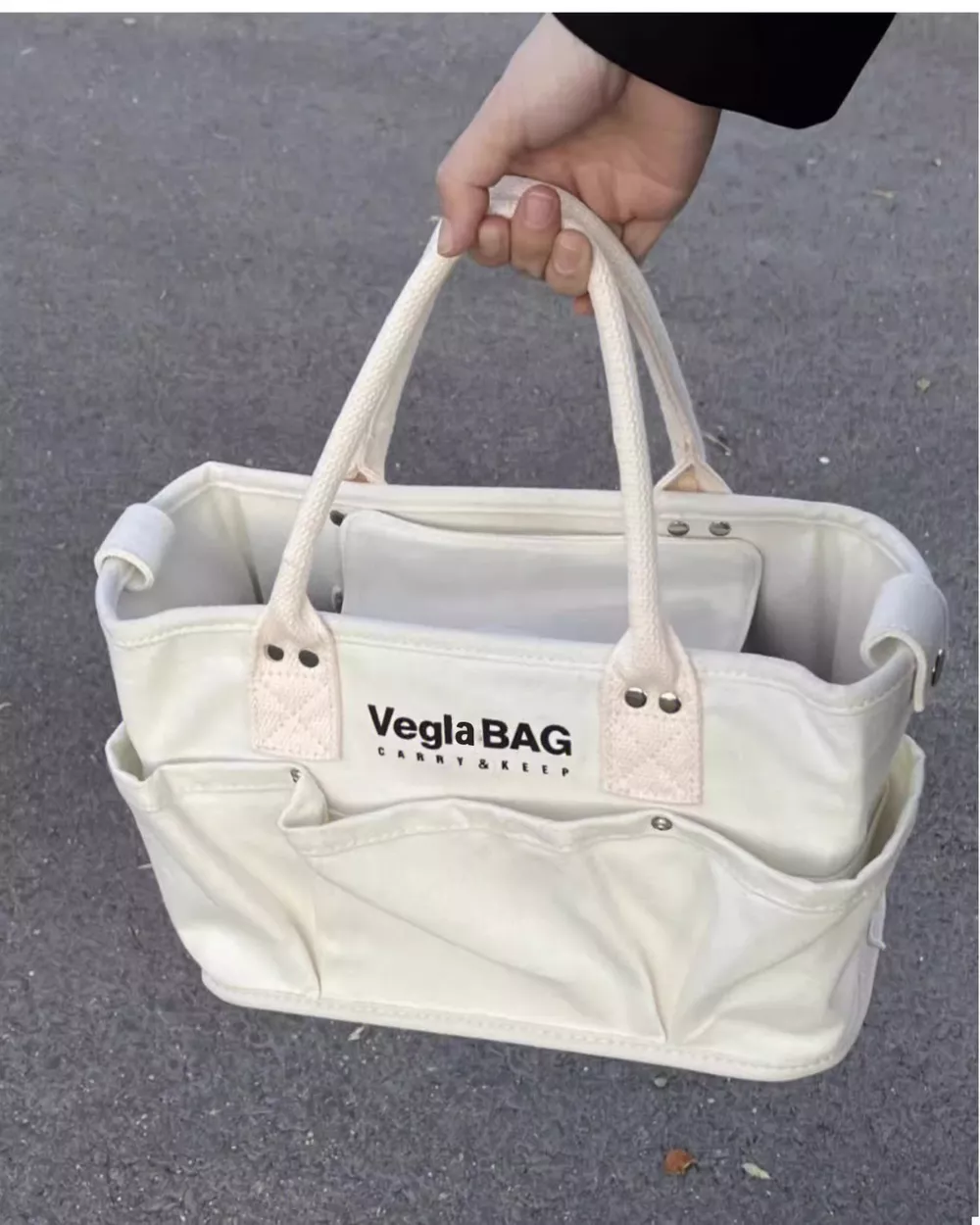Multi Pockets Canvas Handbag