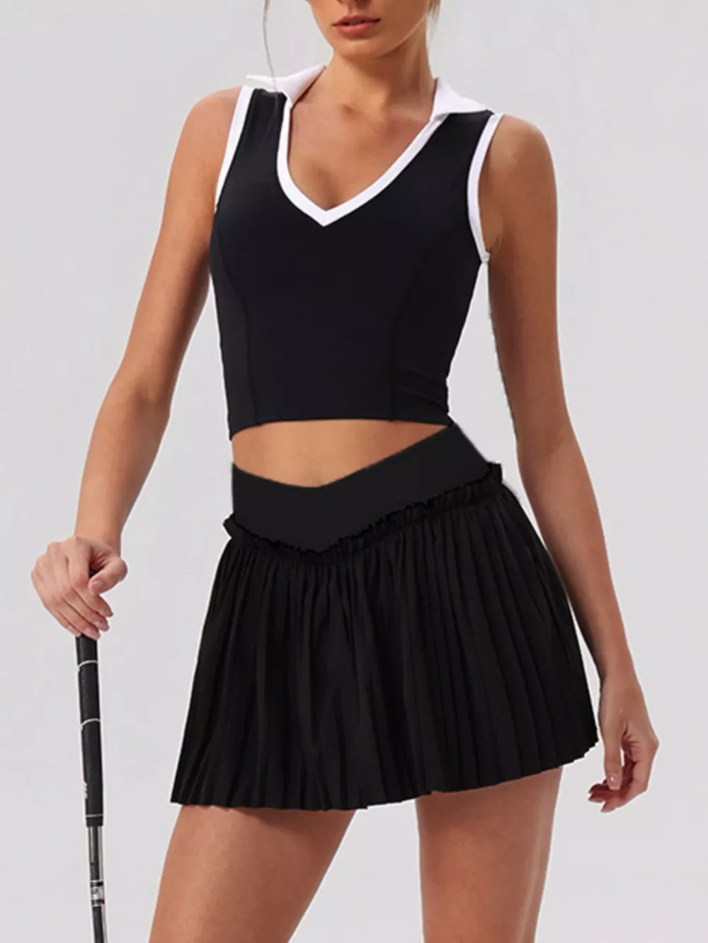 Sleeveless Top and Pleated Skirt Active Set, image 9