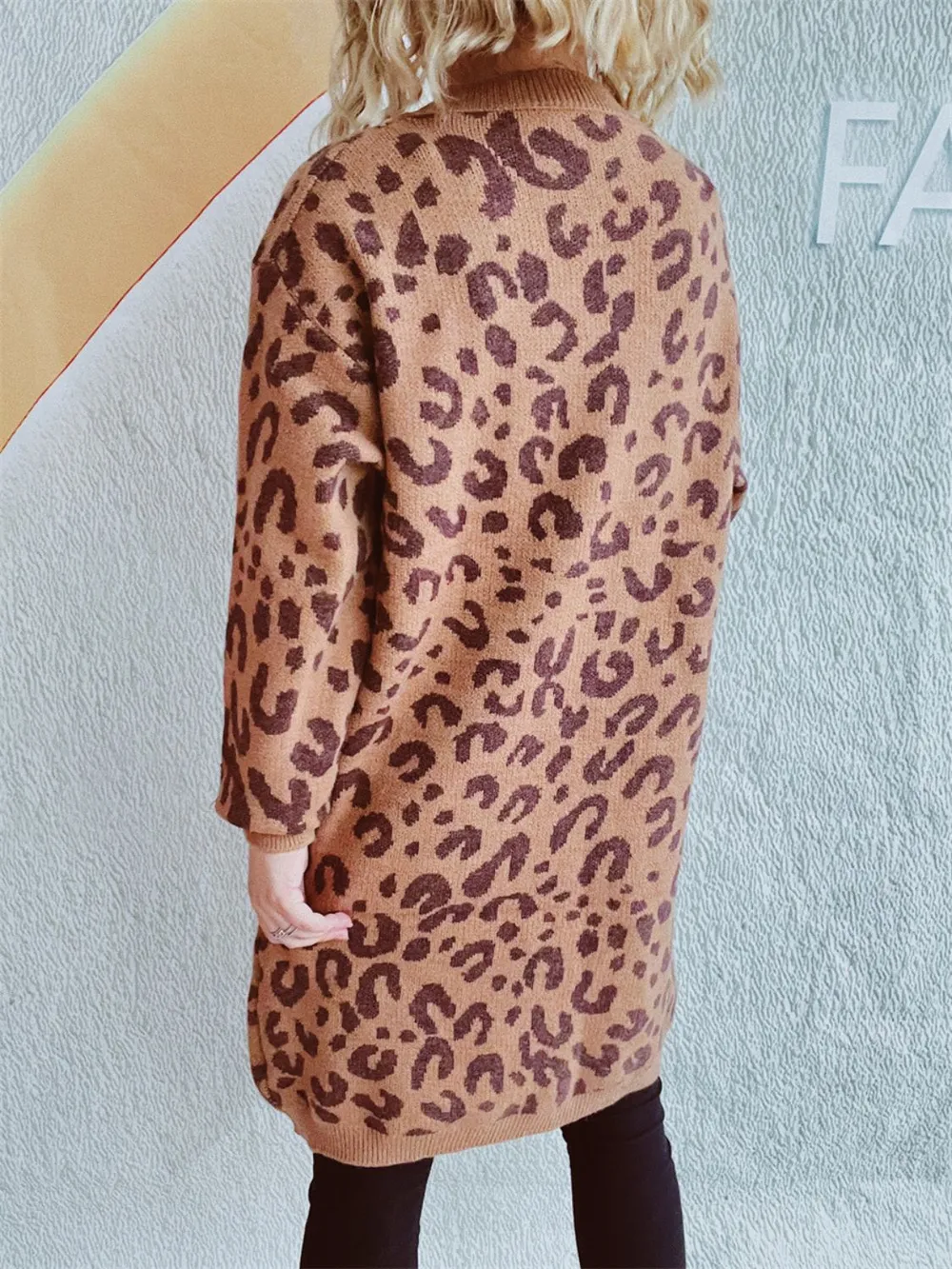 Leopard Round Neck Long Sleeve Sweater, image 3
