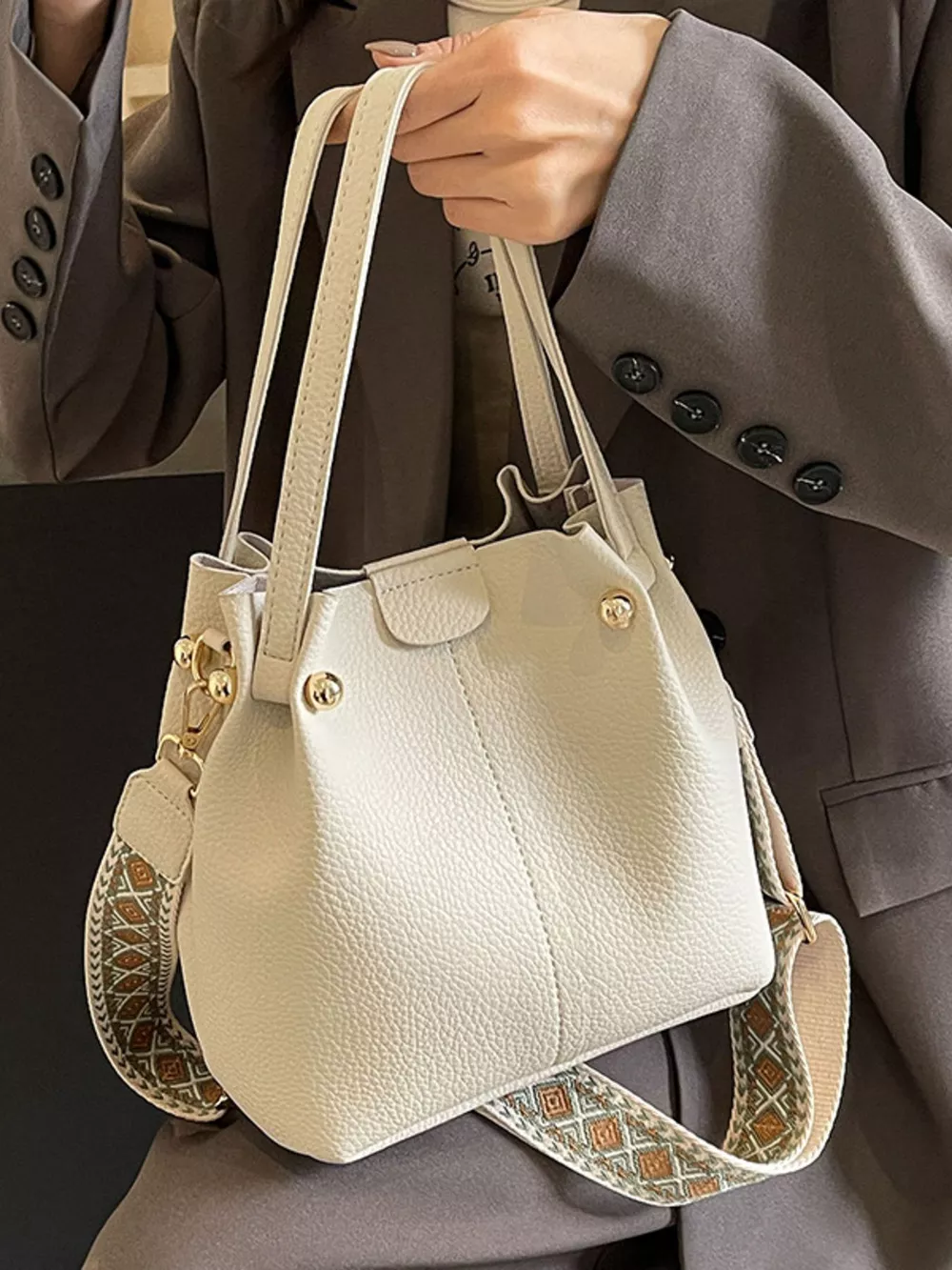 Crossbody Bag with Patterned Strap, image 7