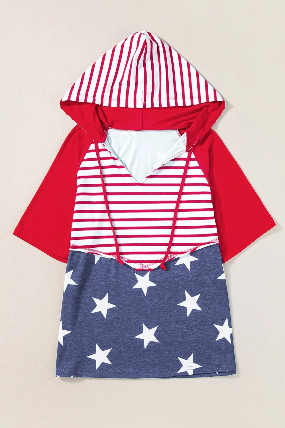 Stars and Stripes Print Drawstring Hoodie, image 4