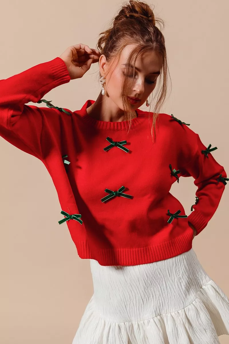 Ribbon Bow Applique Sweater, image 3