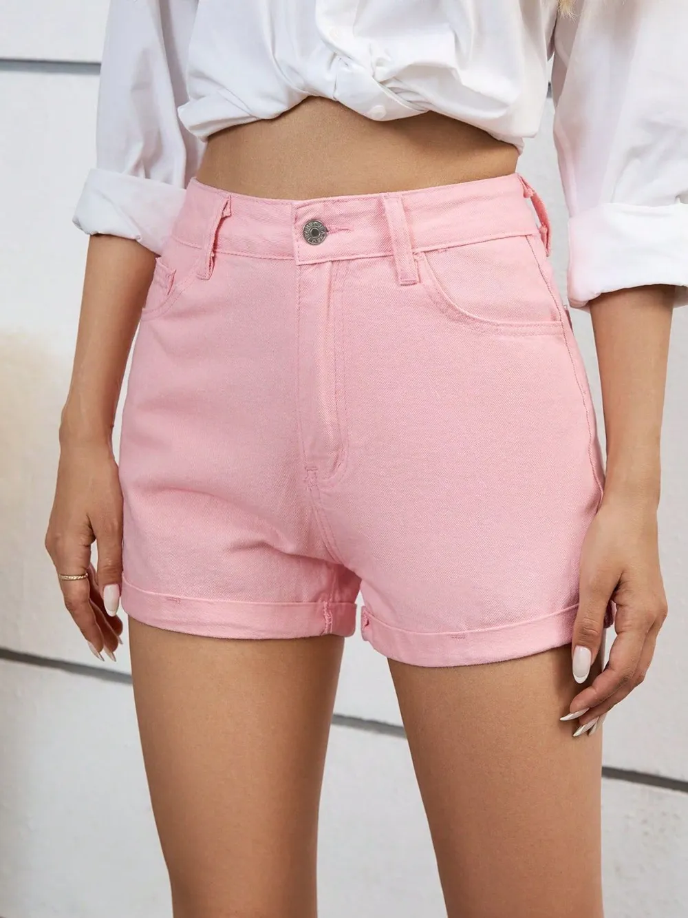High Waist Denim Shorts, image 3