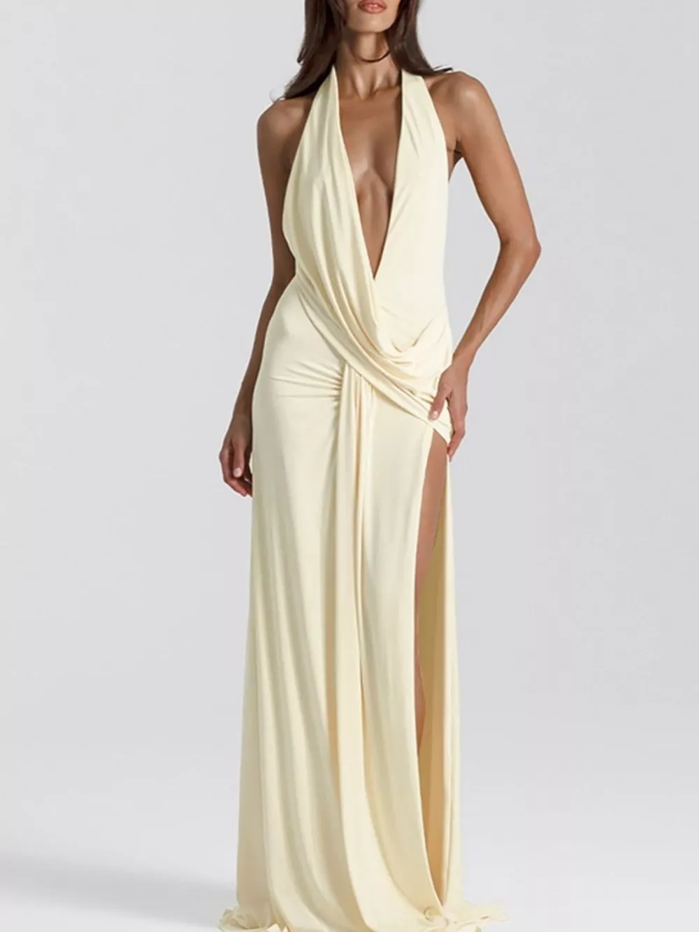 Split Backless Halter Neck Maxi Dress, image 12
