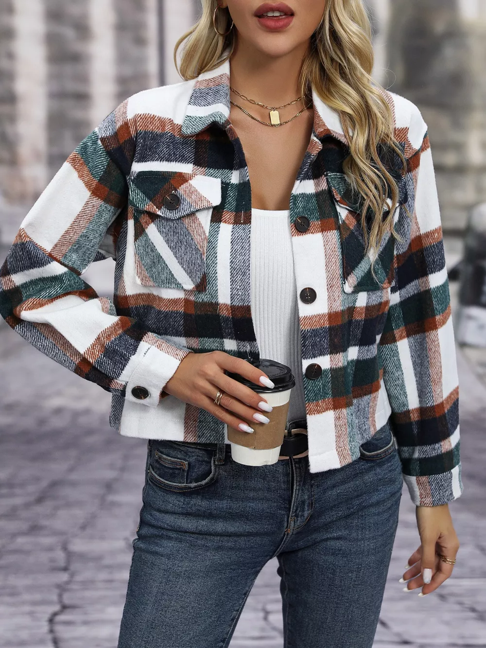 Plaid Button-Up Jacket, image 4