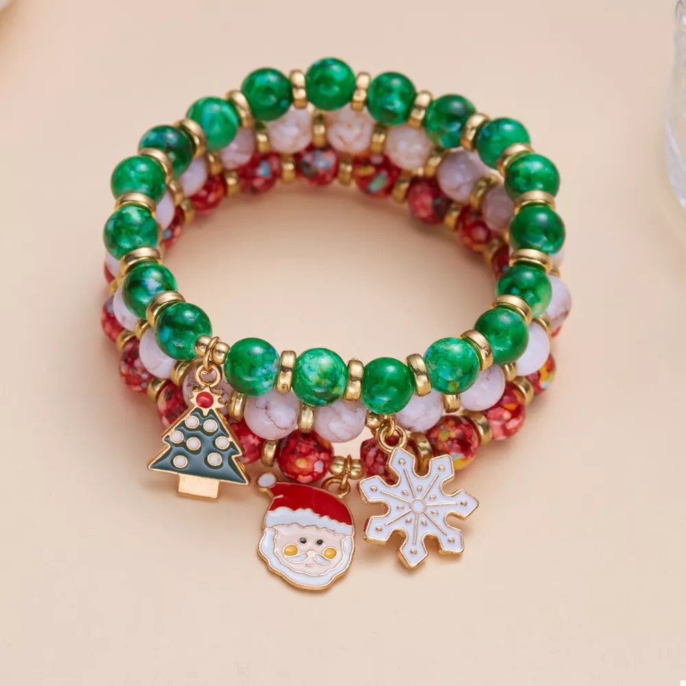 3 Piece Christmas Charm Beaded Bracelet, image 6