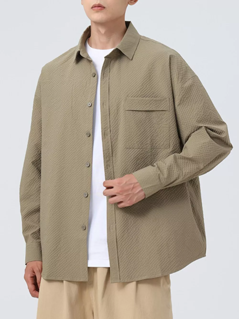 Men's Plus Size Button Up Oversized Shirt, image 2