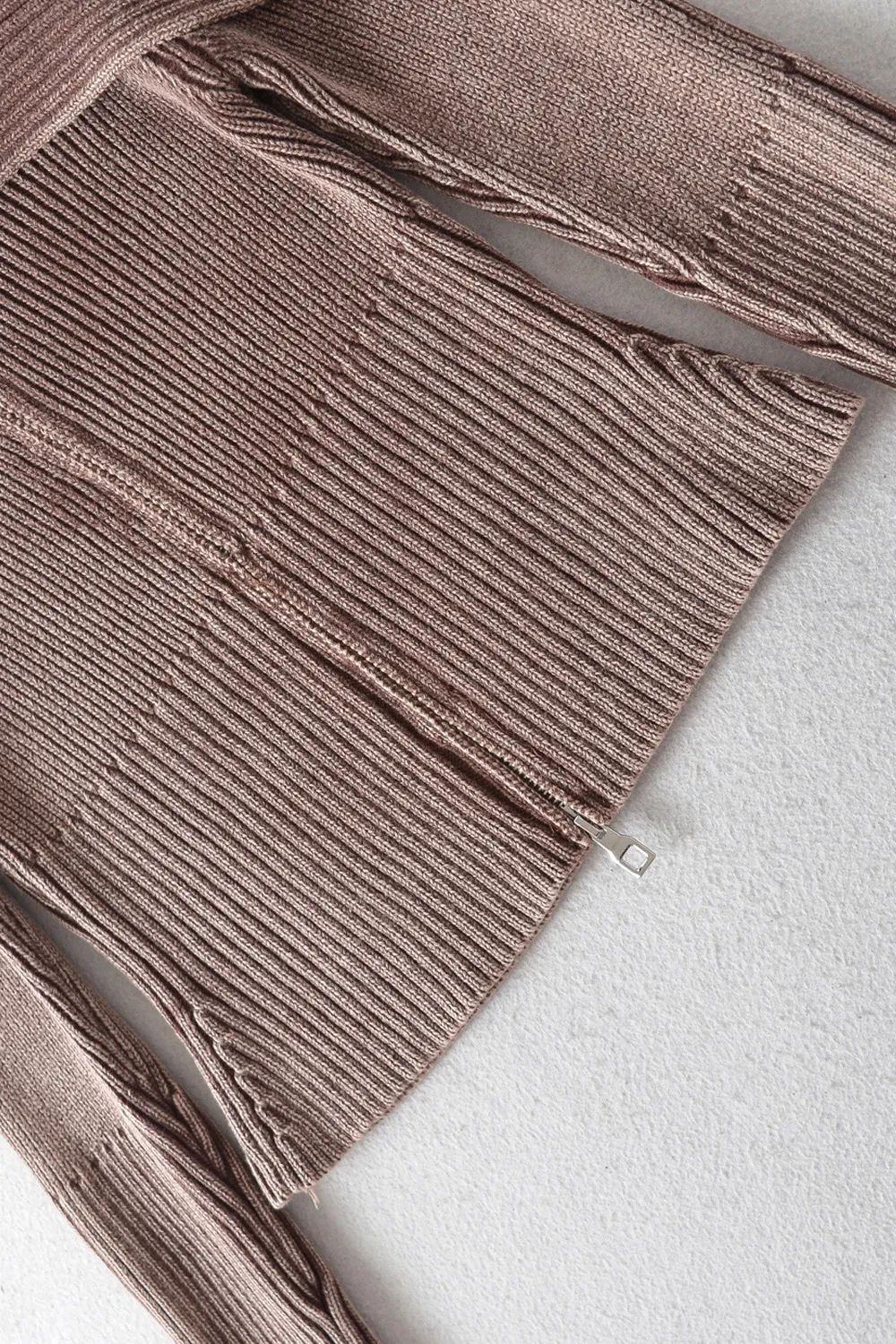 Ribbed Off-Shoulder Zip Up Long Sleeve Cardigan, image 6