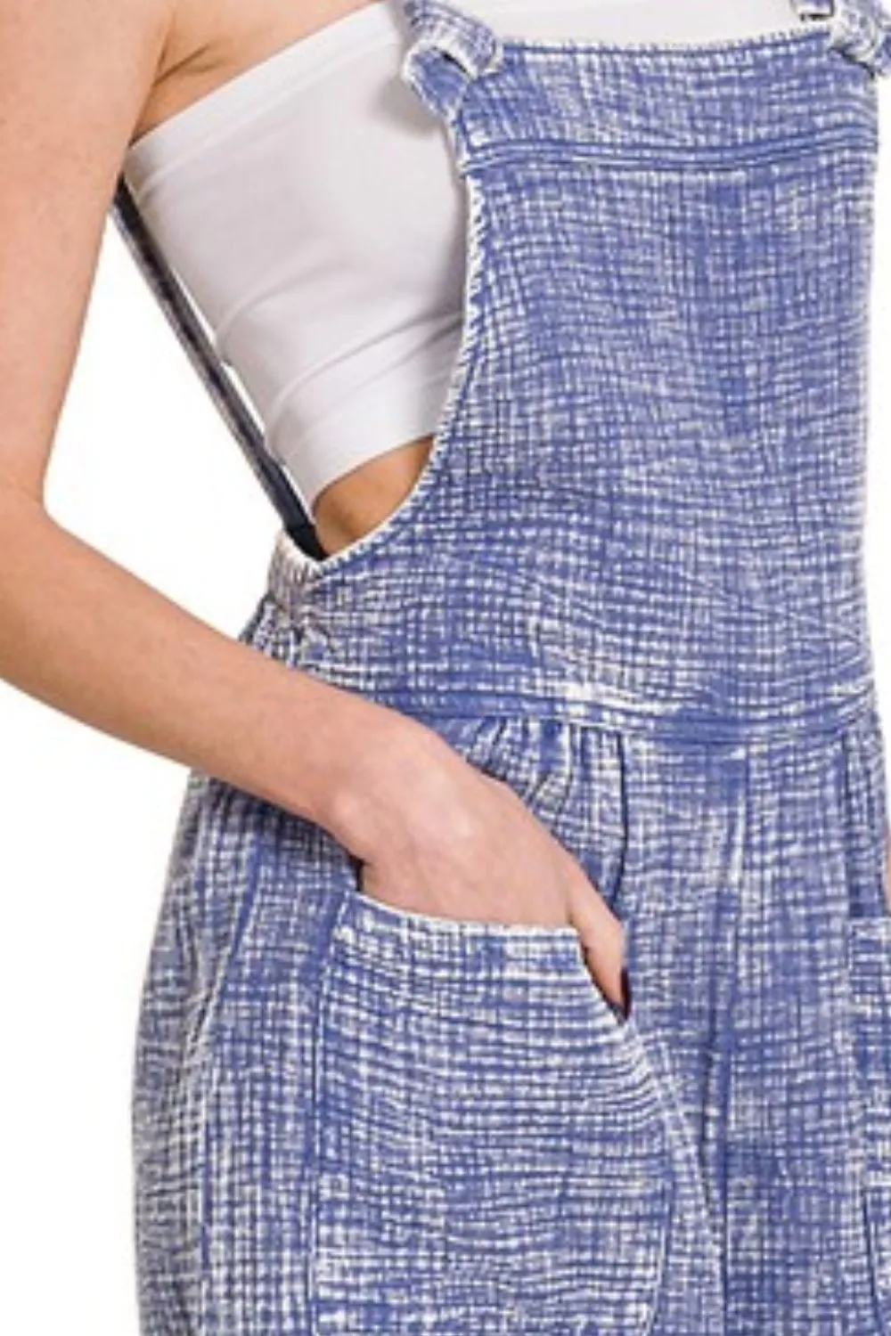 Woven Double Gauze Acid Washed Romper, image 3