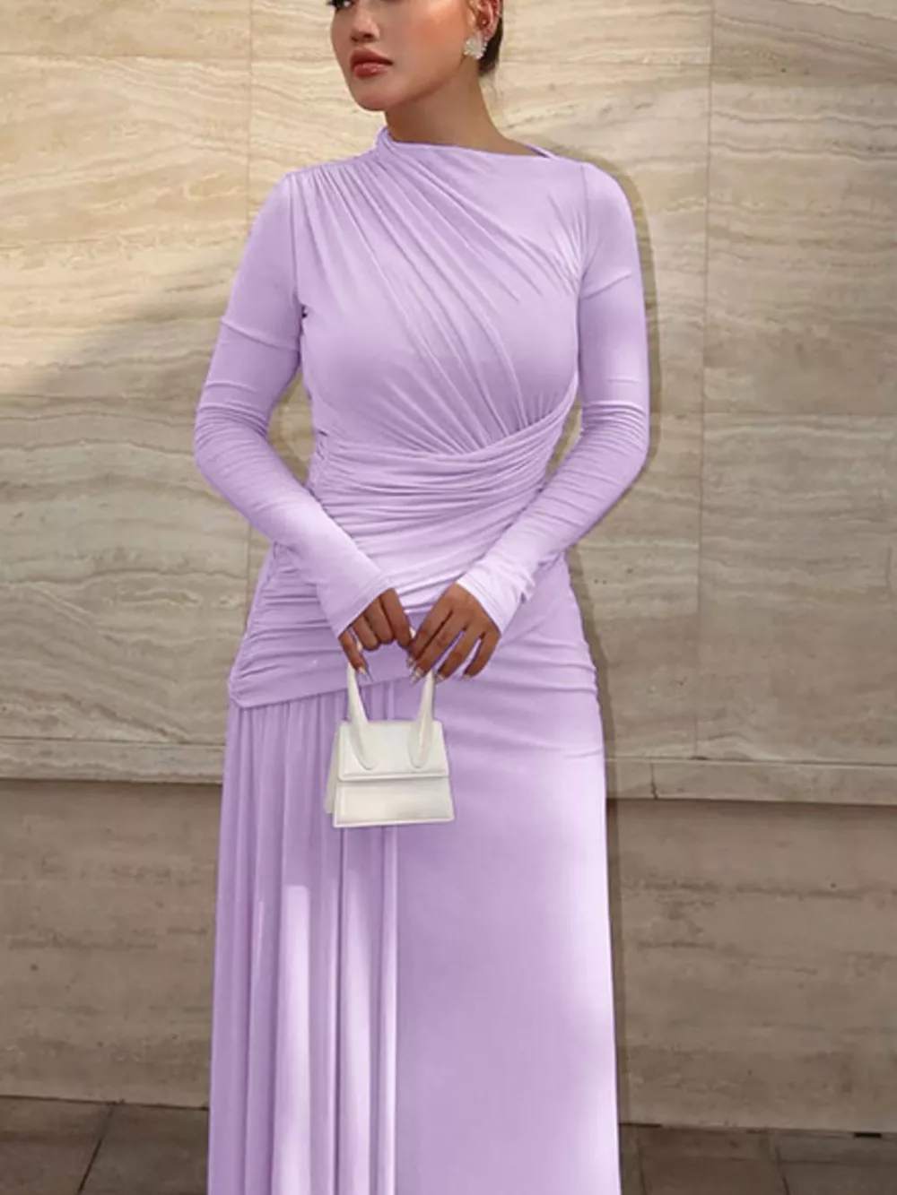 Ruched Long Sleeve Mermaid Maxi Dress, image 4