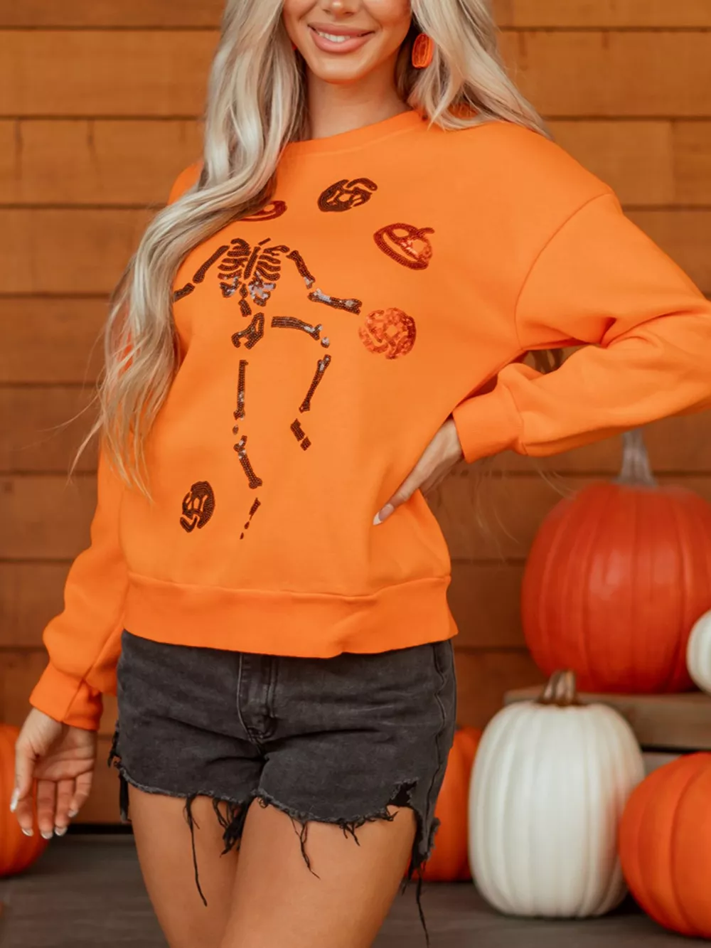 Dancing Critters Sequin Halloween Crewneck Sweatshirt, image 4