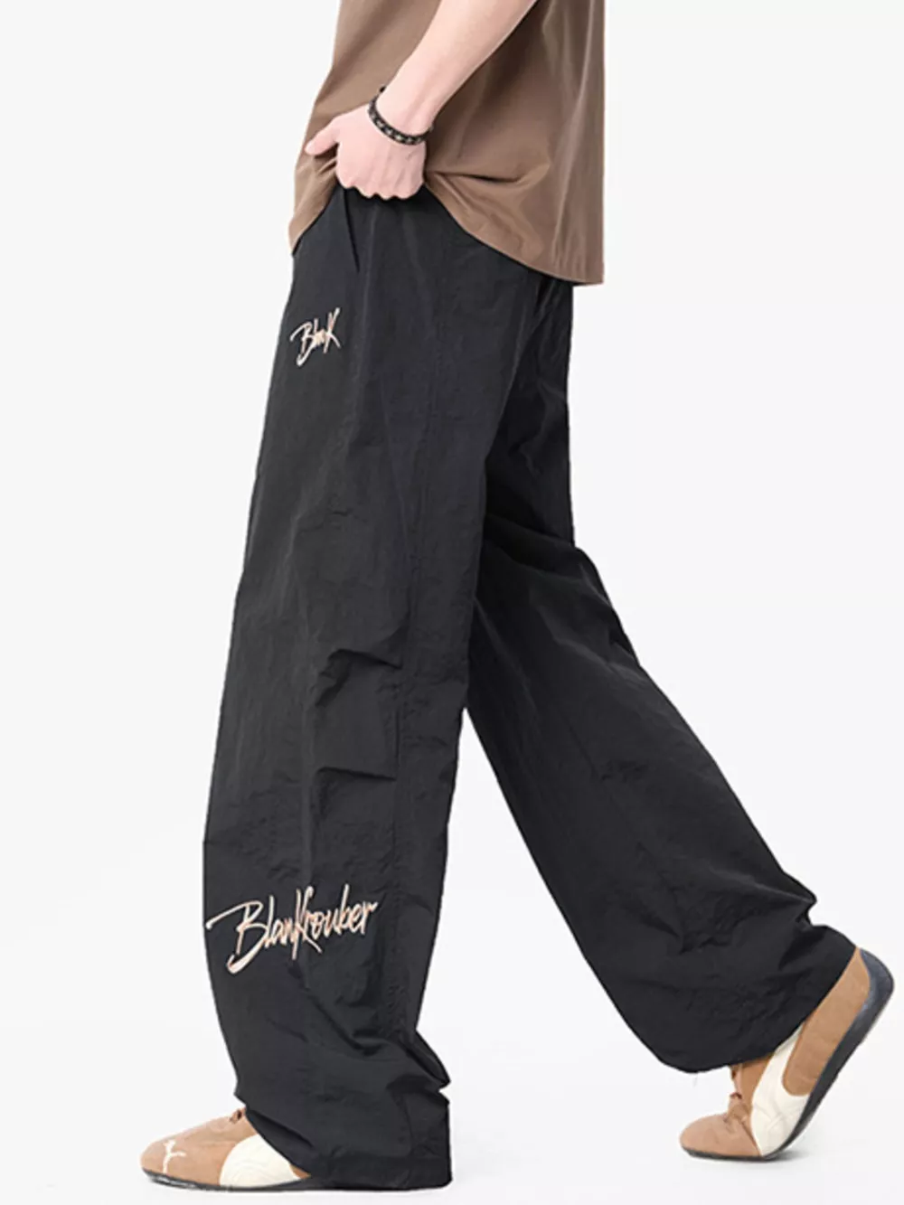 Men's Loose Fit Drawstring Wide Leg Pants, image 6