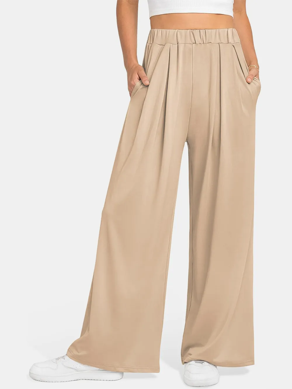 Elastic Waist Wide Leg Pants, image 30