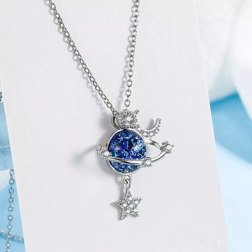925 Sterling Silver Planet Pendant Necklace, image 3