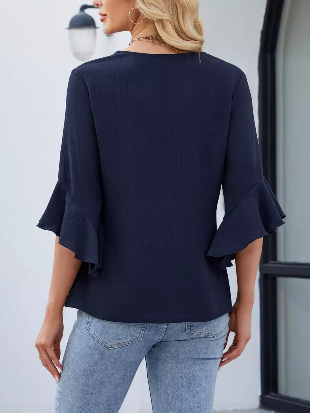 V-Neck Ruffle Sleeve Blouse, image 12