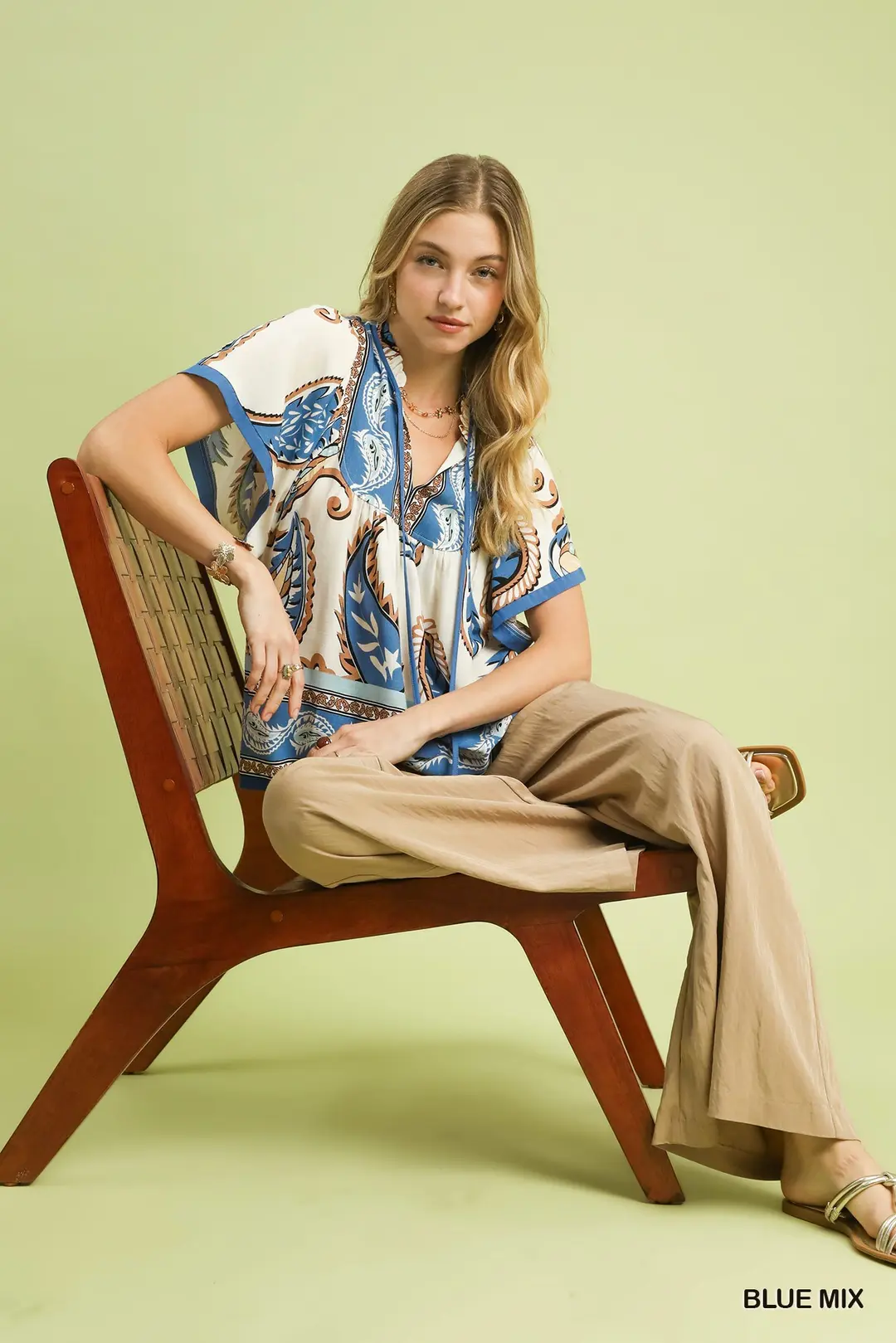 Mix Paisley Border Print Tassel Top, image 7