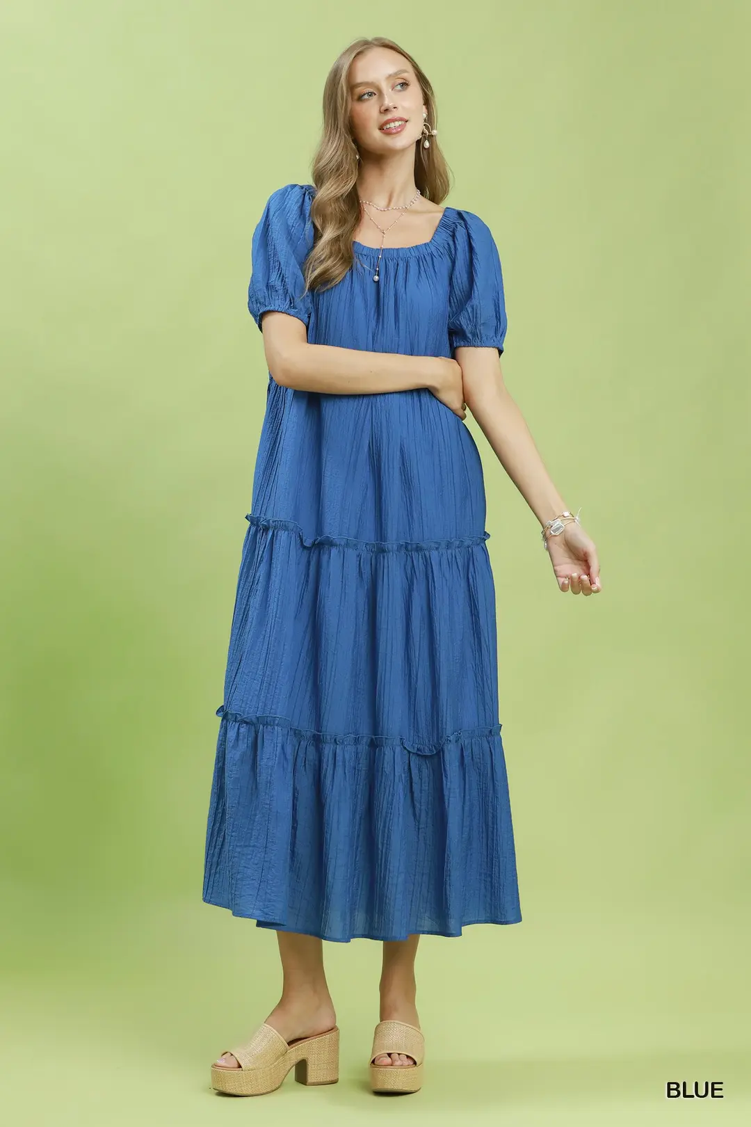 Textured Tiered Midi Dress, image 2