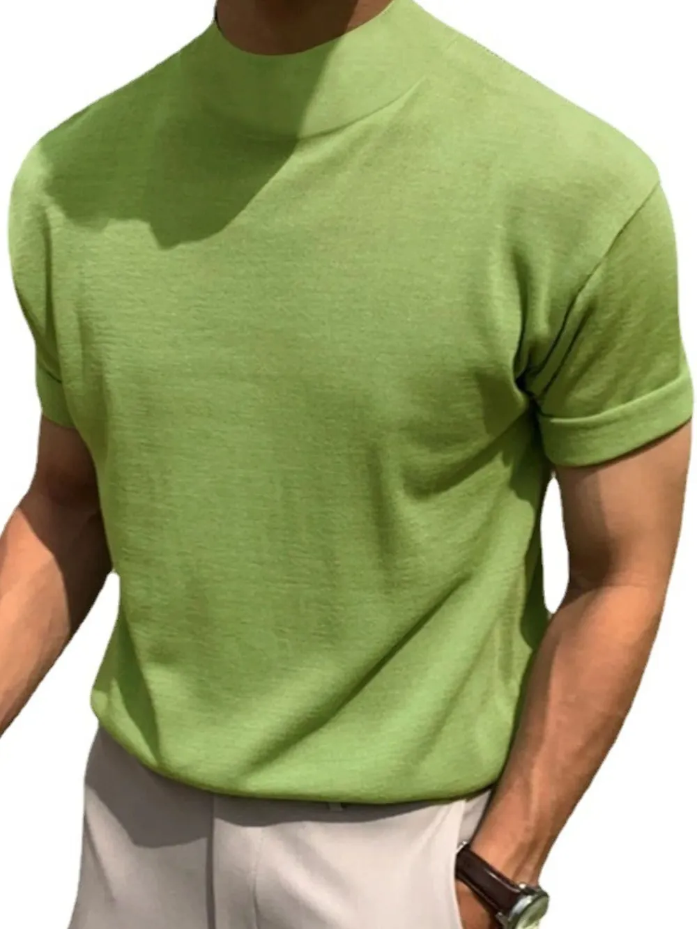 Men's Full Size Mock Neck Short Sleeve T-Shirt Plus Size, image 2