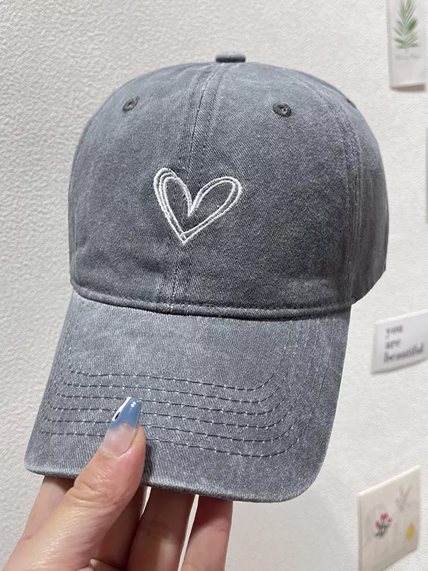 Washed Heart Embroidered Baseball Cap, image 7
