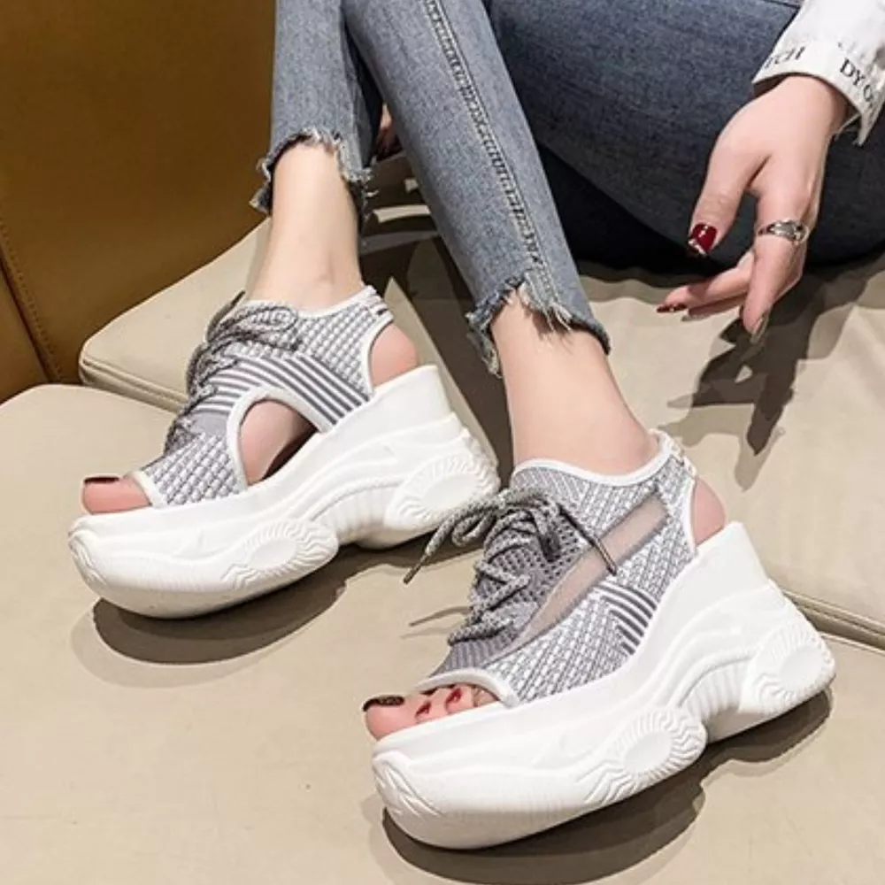Breathable Mesh Platform Sandals, image 2