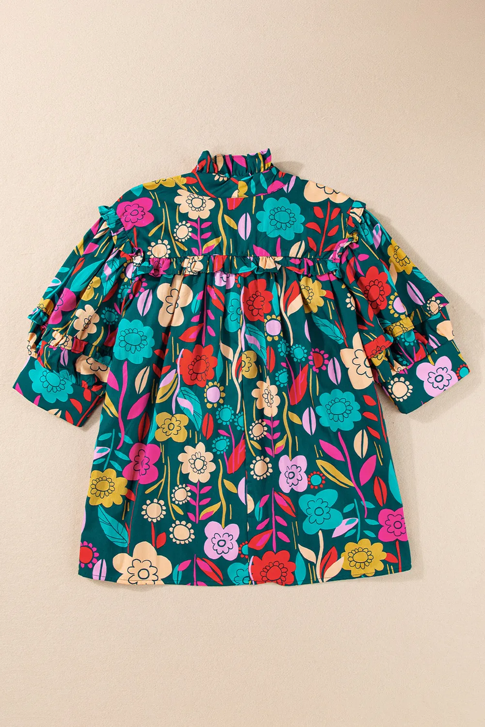 Printed Tie Neck Half Sleeve Blouse, image 4