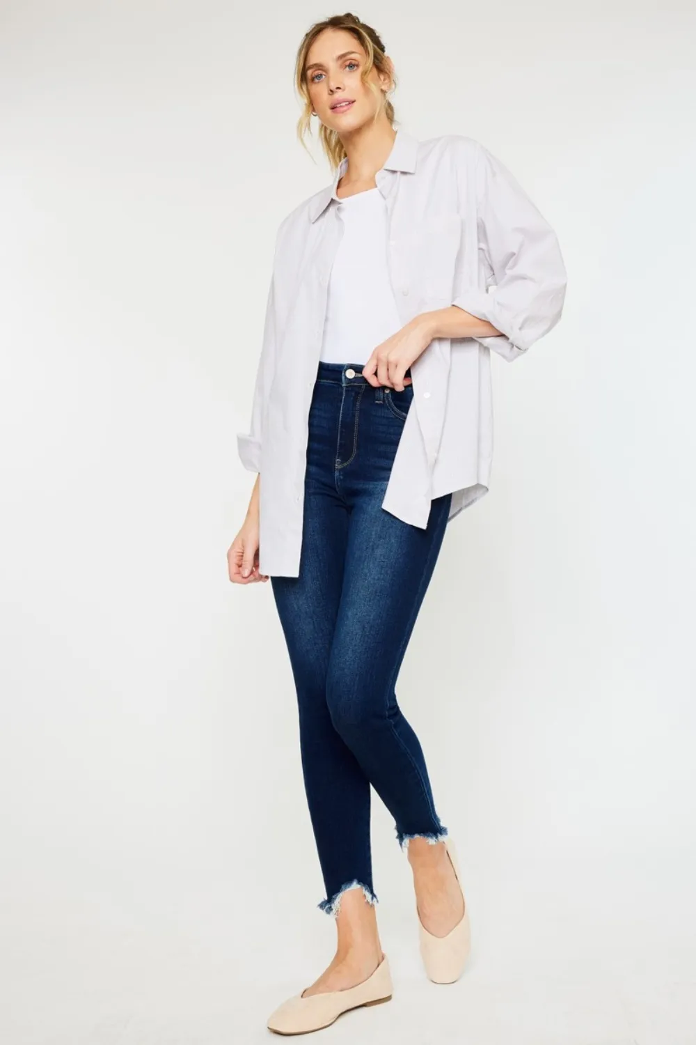 Full Size High Rise Frayed Ankle Skinny Jeans, image 5