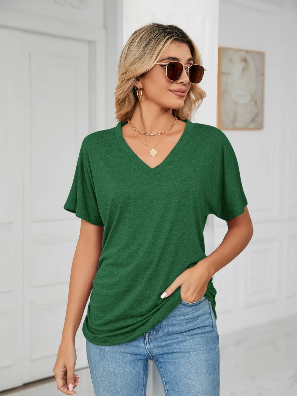 V-Neck Short Sleeve T-Shirt, image 8