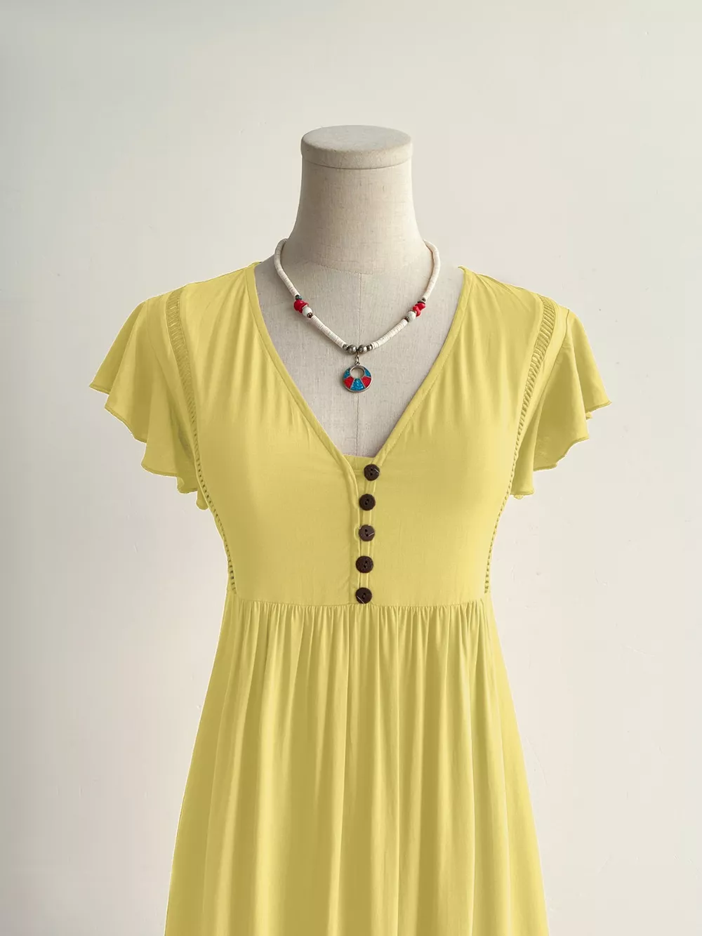 Flutter Sleeve Button Front Maxi Dress, image 2
