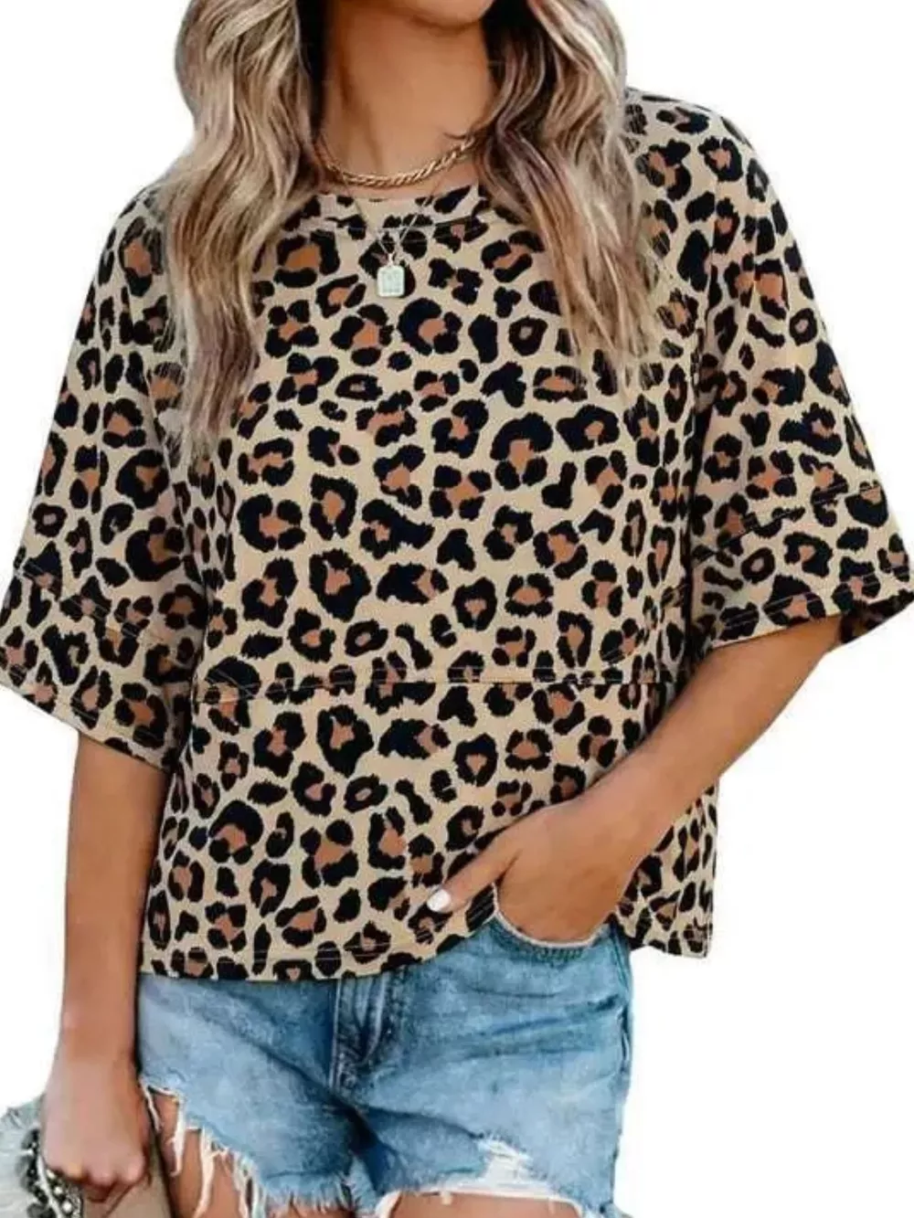 Full Size Printed Loose Fit T-Shirt Plus Size, image 3