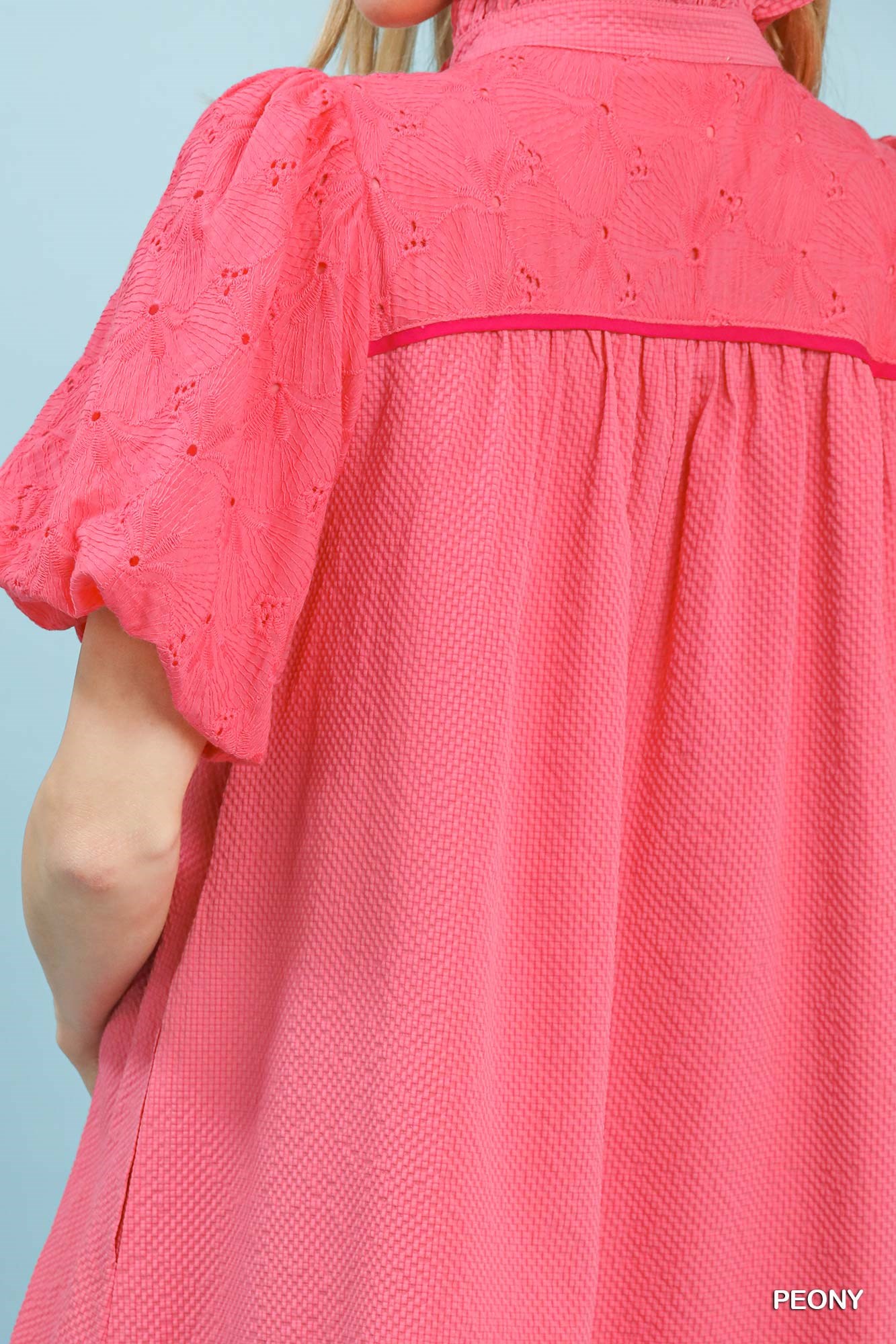 Puff Sleeve Textured Babydoll Dress, image 5