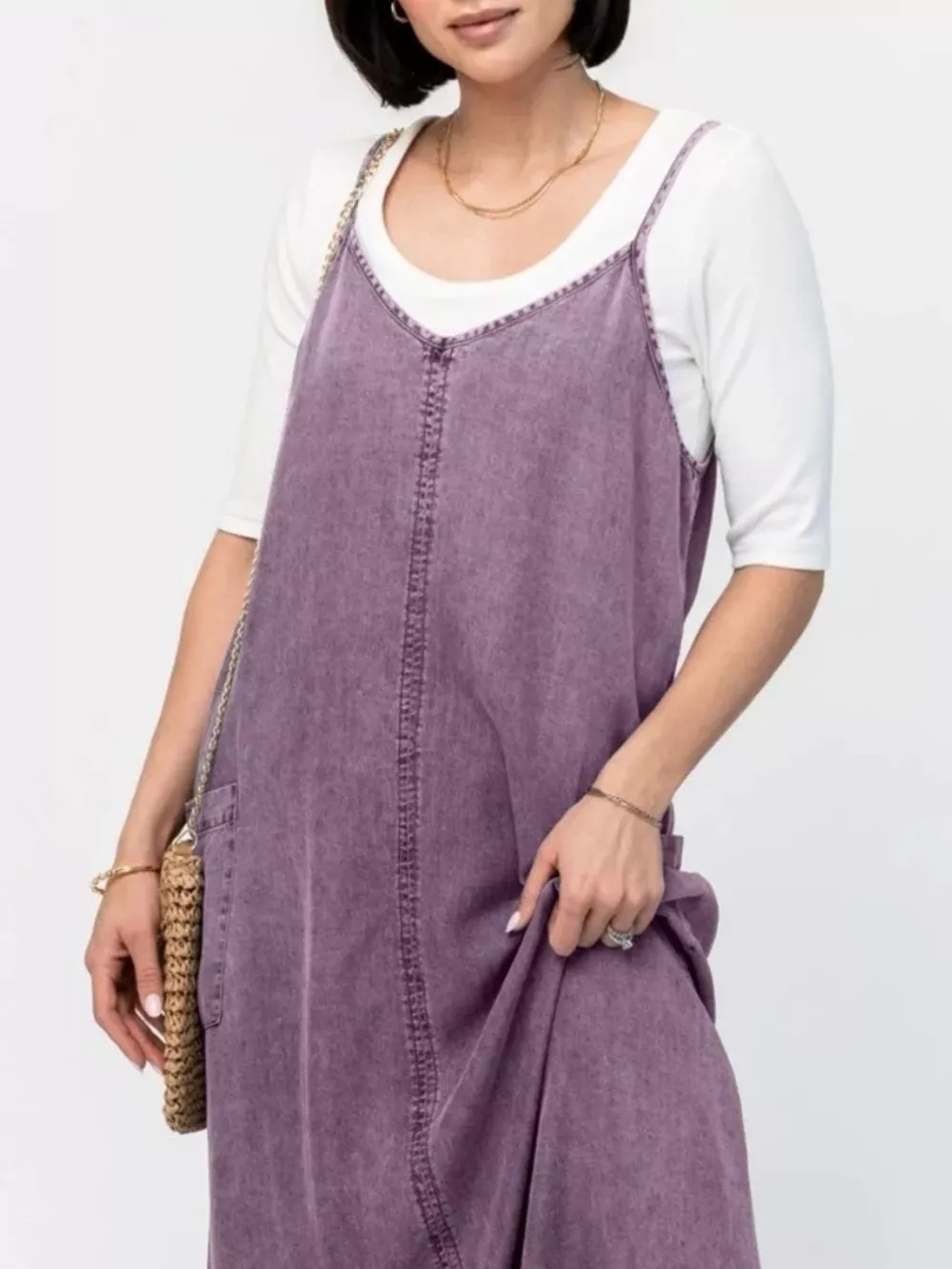 Casual Washed Denim Cami Maxi Dress, image 7