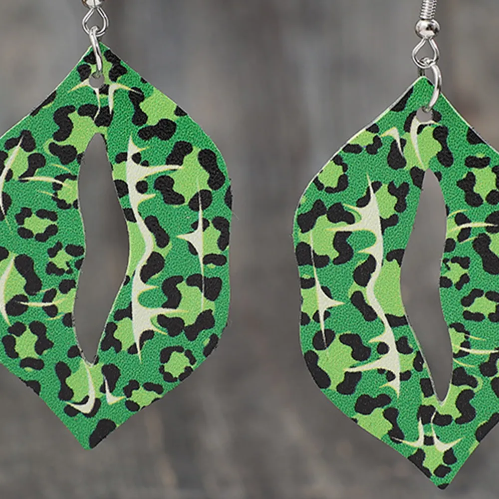 Leopard Lip Shape Leather Earrings, image 2