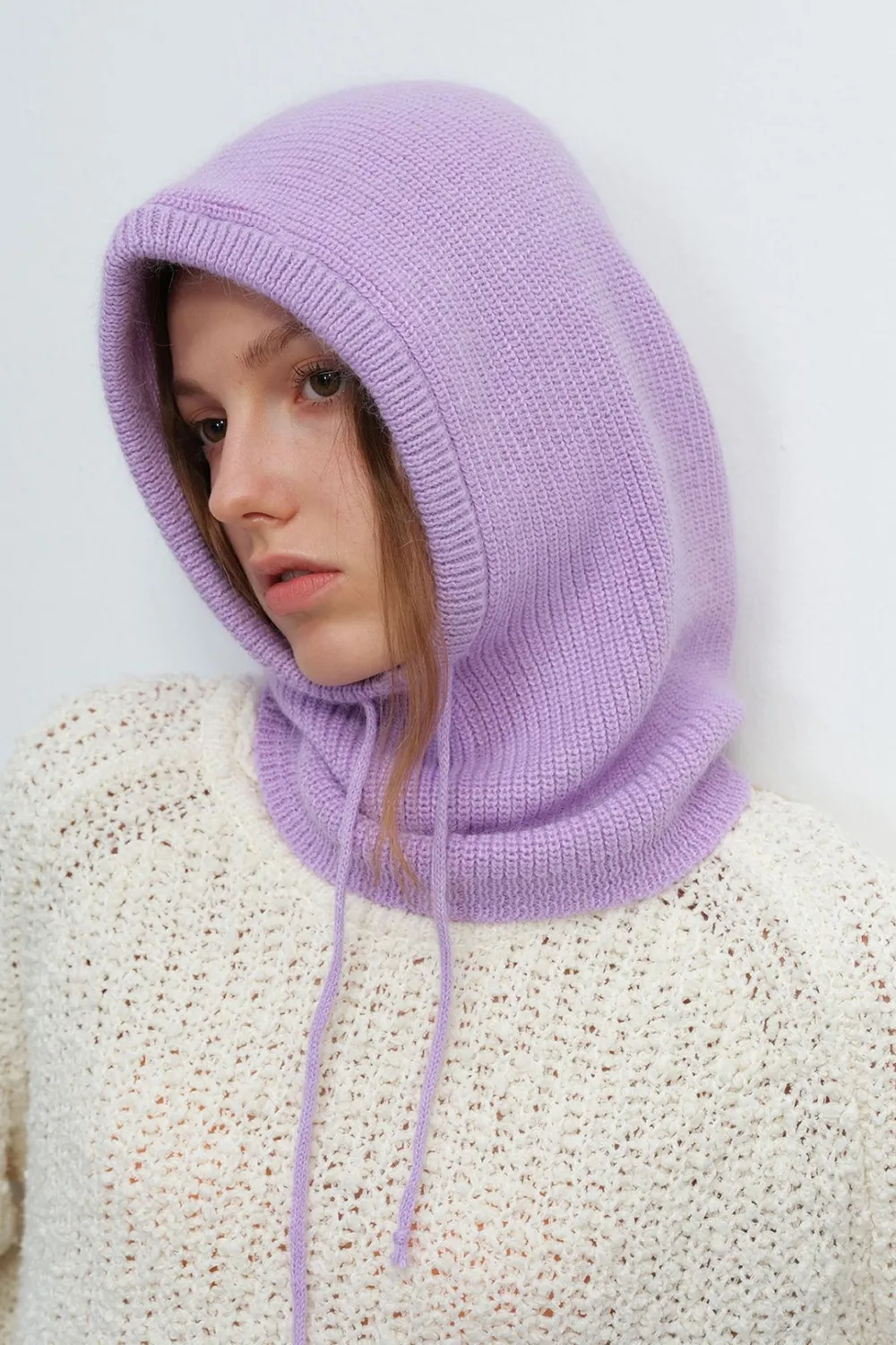 Drawstring Solid Color Thermal Knit Hat, image 6